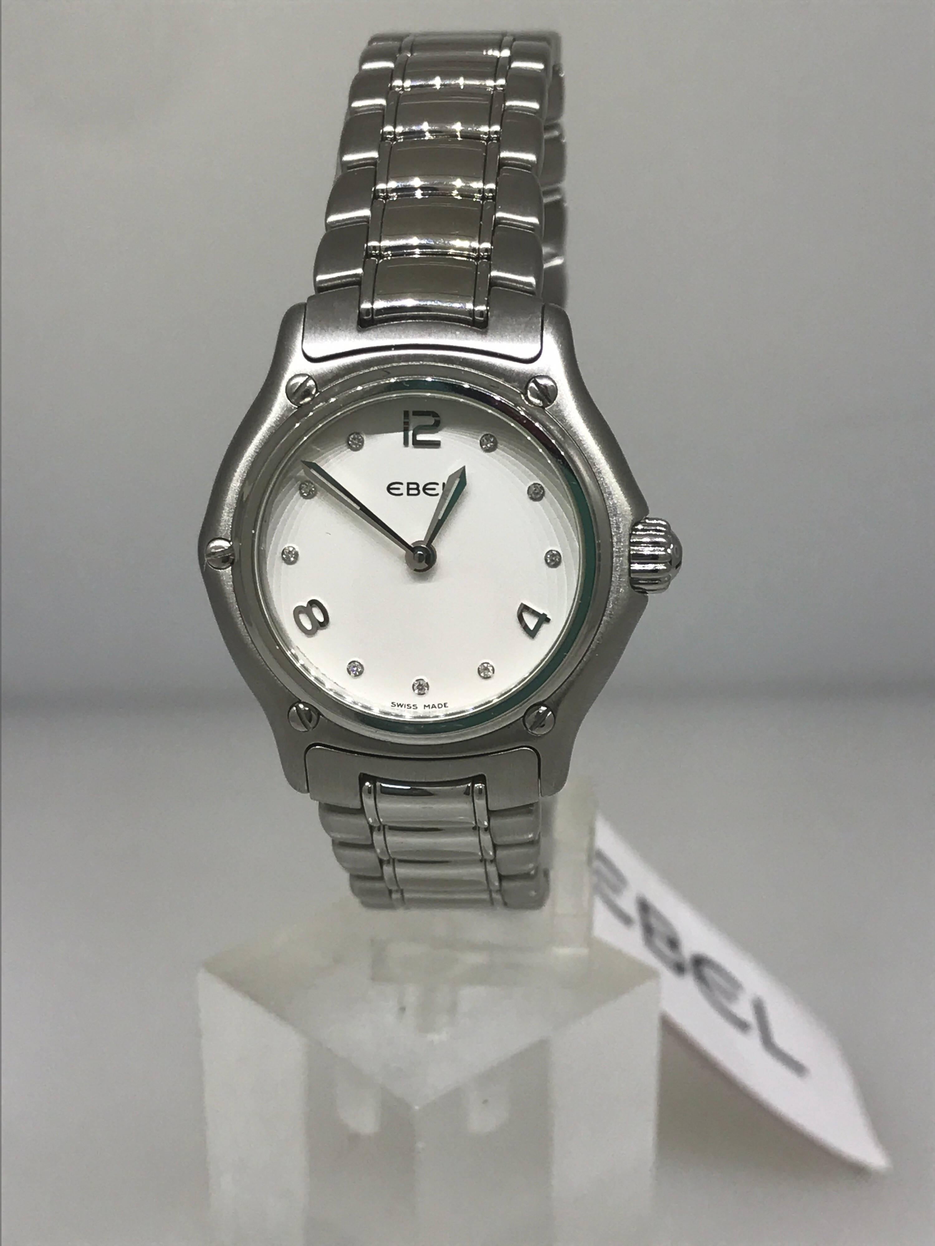 Ebel 1911 Stainless Steel Silver Diamond Dial Ladies Bracelet Watch 9090211 For Sale 6