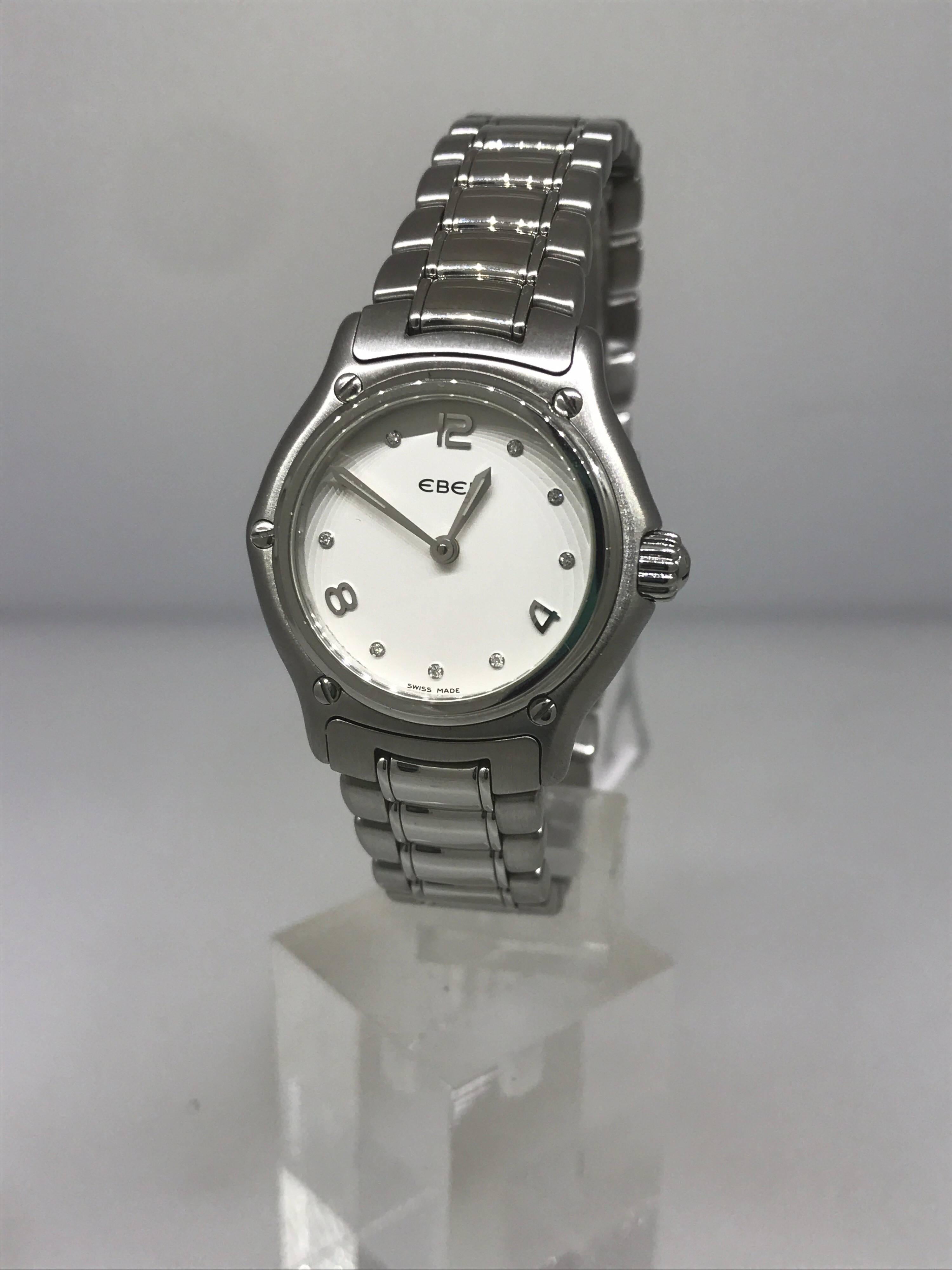 Ebel 1911 Stainless Steel Silver Diamond Dial Ladies Bracelet Watch 9090211 In New Condition For Sale In New York, NY