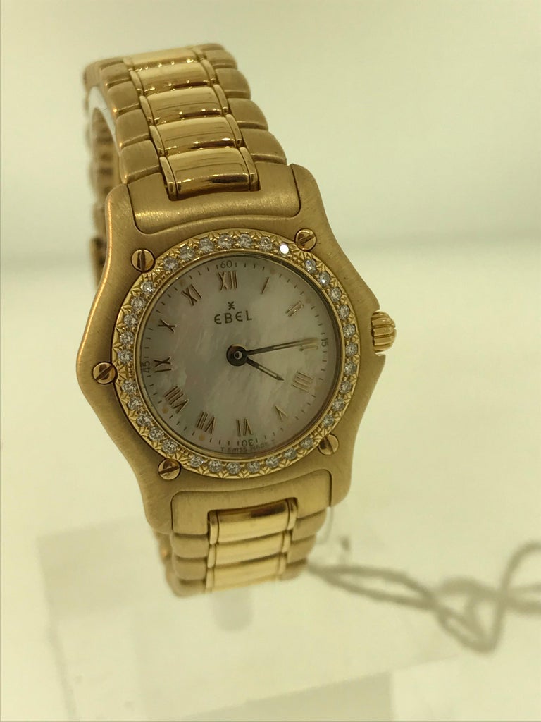 Ebel 1911 Yellow Gold and Diamond Bracelet Mother of Pearl Ladies Watch ...
