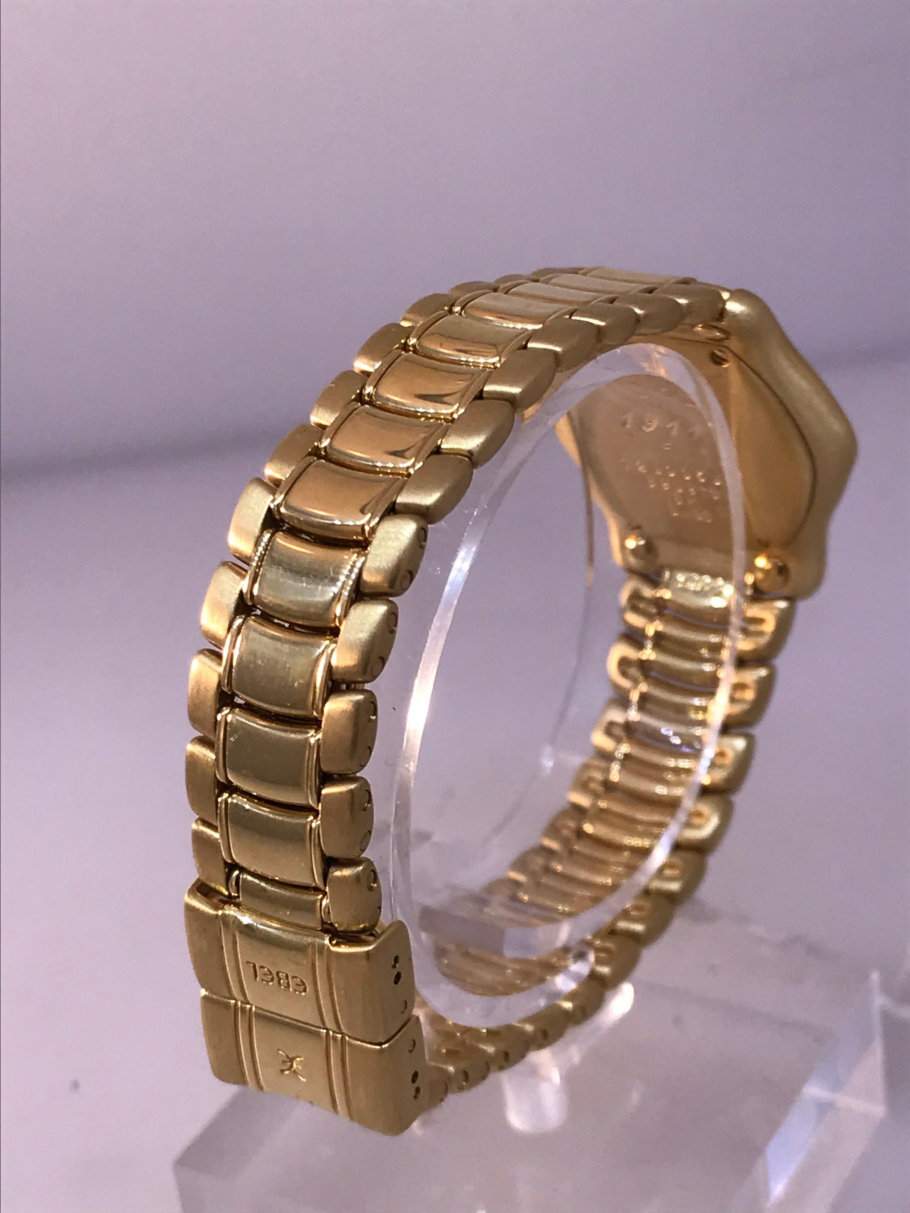 Ebel 1911 Yellow Gold and Diamond Bracelet Mother of Pearl Ladies Watch 890910 For Sale 2
