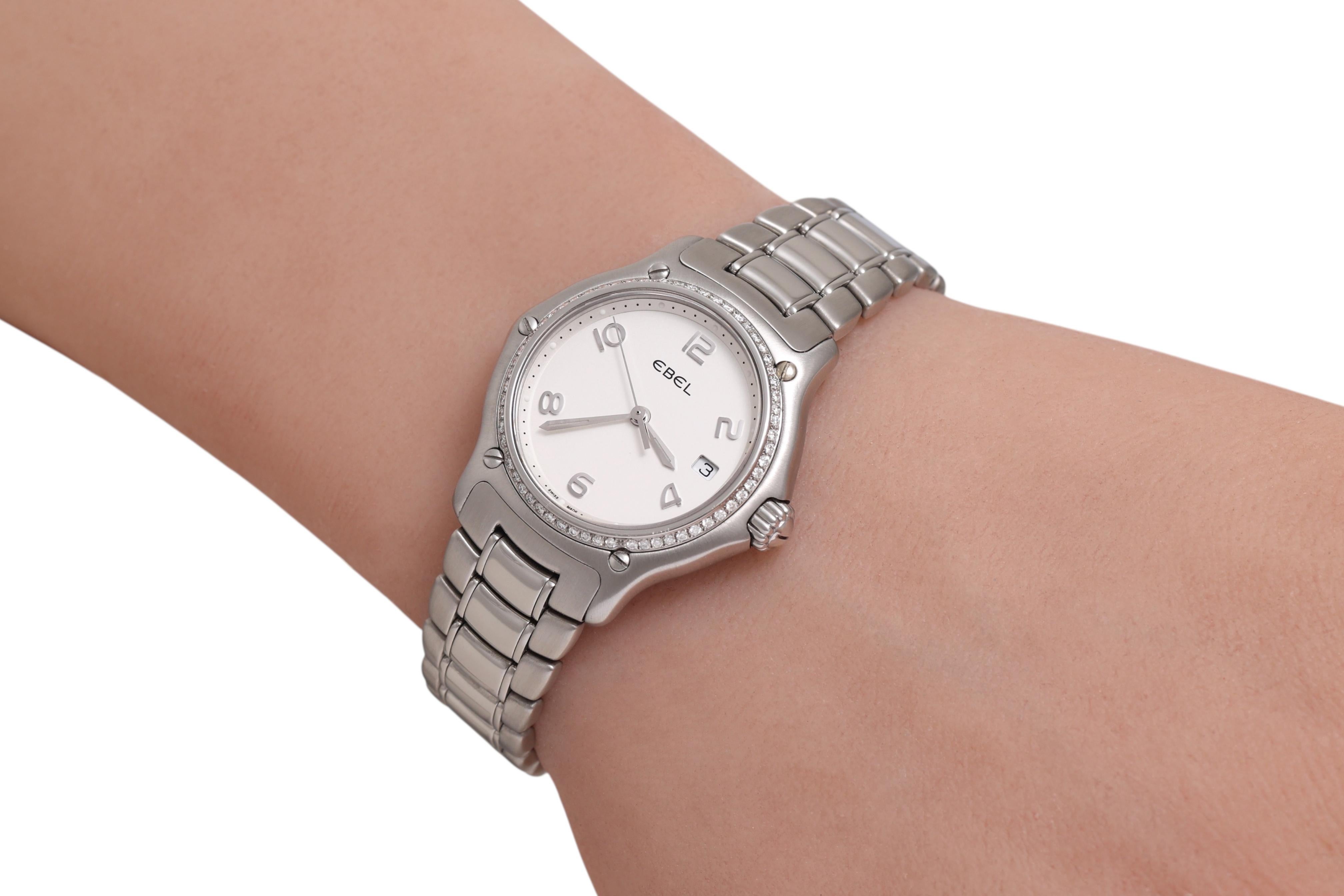 Ebel 911 Lady Armbanduhr in Edelstahl & Diamant-Lünette im Angebot 8