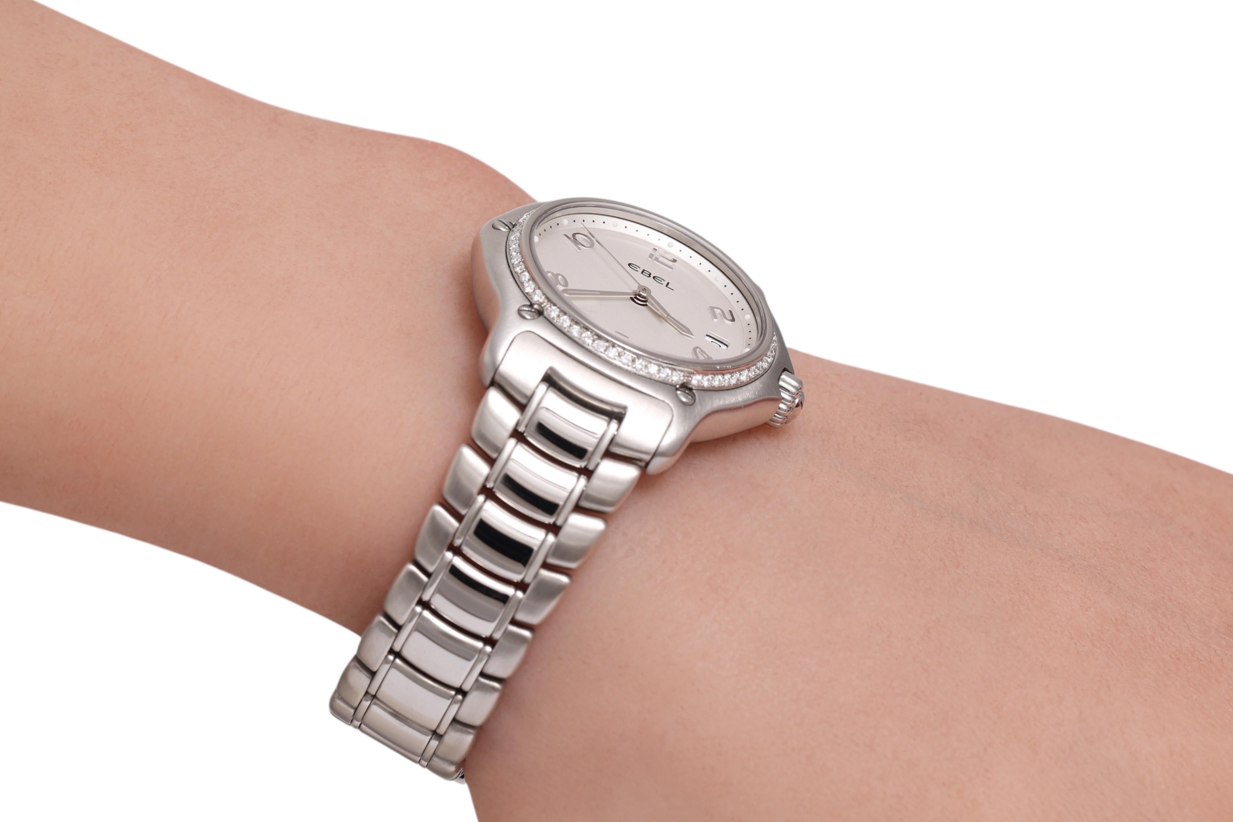 Ebel 911 Lady Armbanduhr in Edelstahl & Diamant-Lünette im Angebot 9