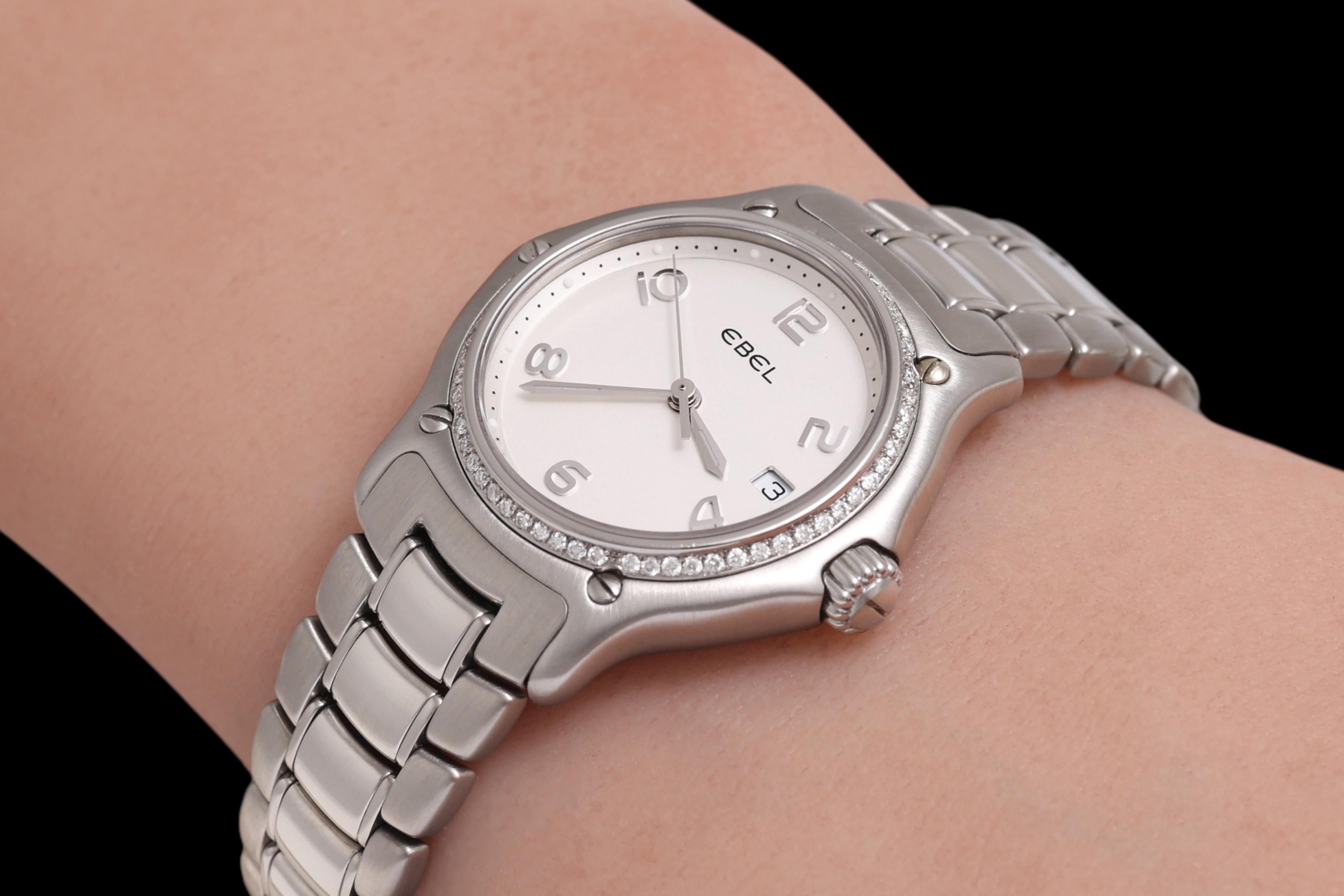 Ebel 911 Lady Armbanduhr in Edelstahl & Diamant-Lünette im Angebot 10