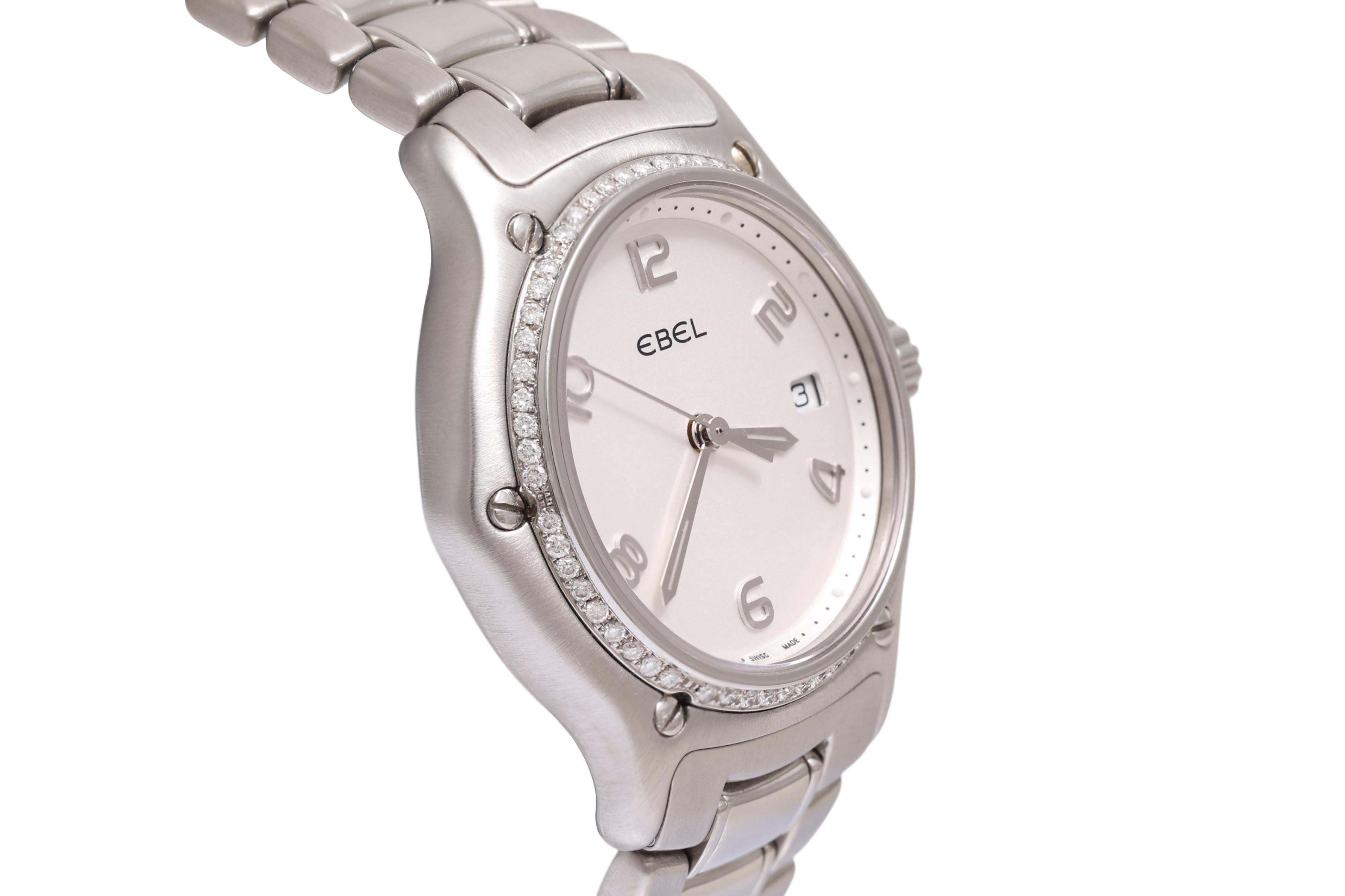Ebel 911 Lady Armbanduhr in Edelstahl & Diamant-Lünette (Moderne) im Angebot