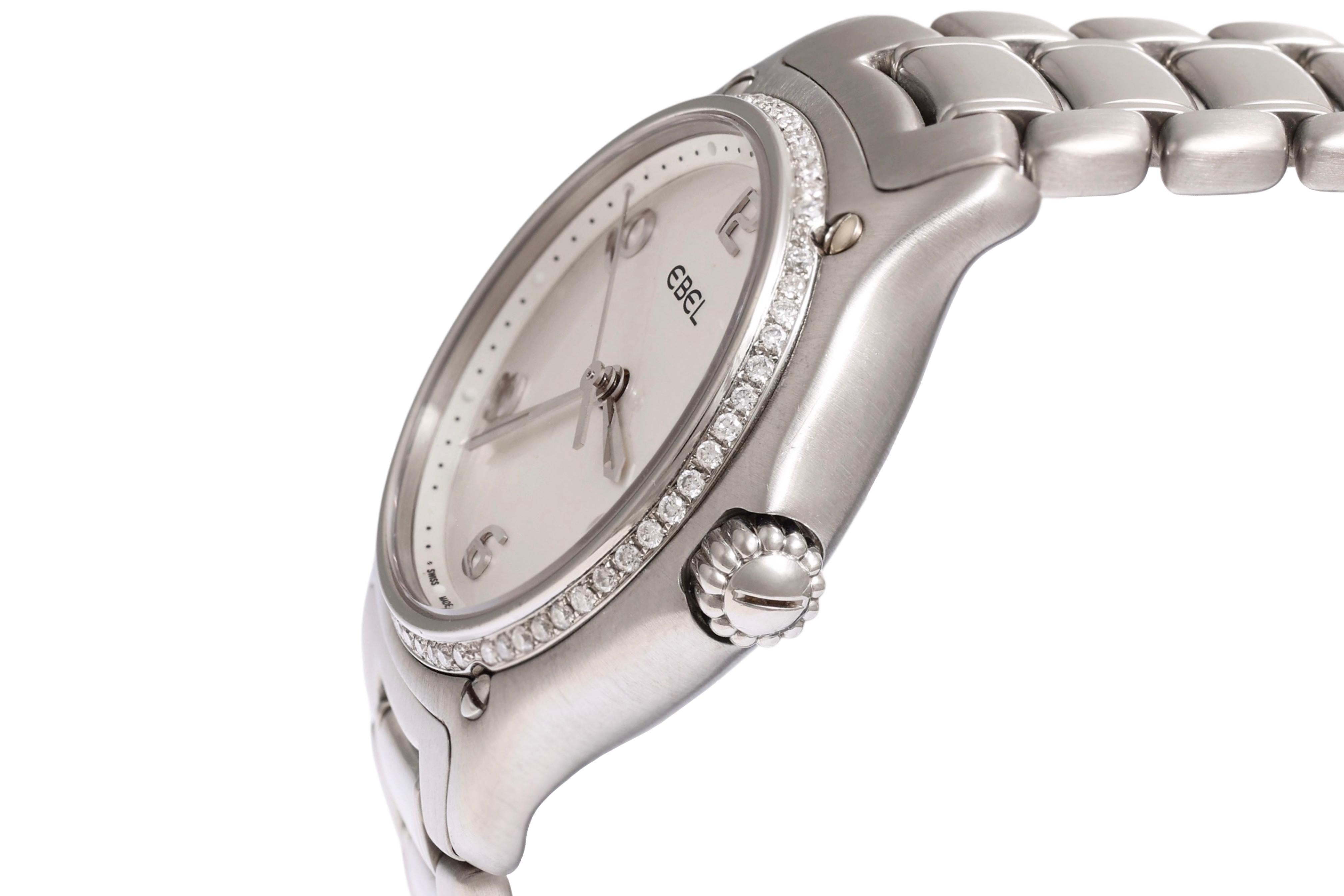 Ebel 911 Lady Armbanduhr in Edelstahl & Diamant-Lünette im Zustand „Hervorragend“ im Angebot in Antwerp, BE