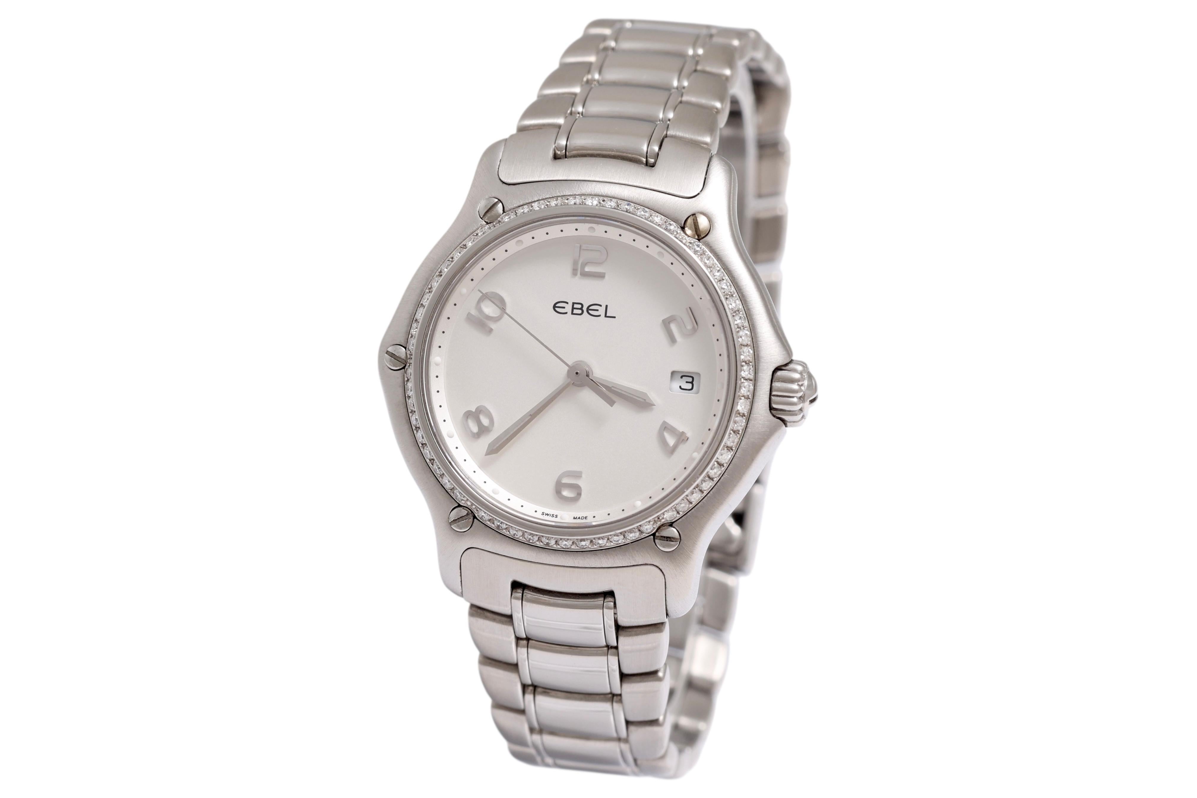 Ebel 911 Lady Armbanduhr in Edelstahl & Diamant-Lünette für Damen oder Herren im Angebot