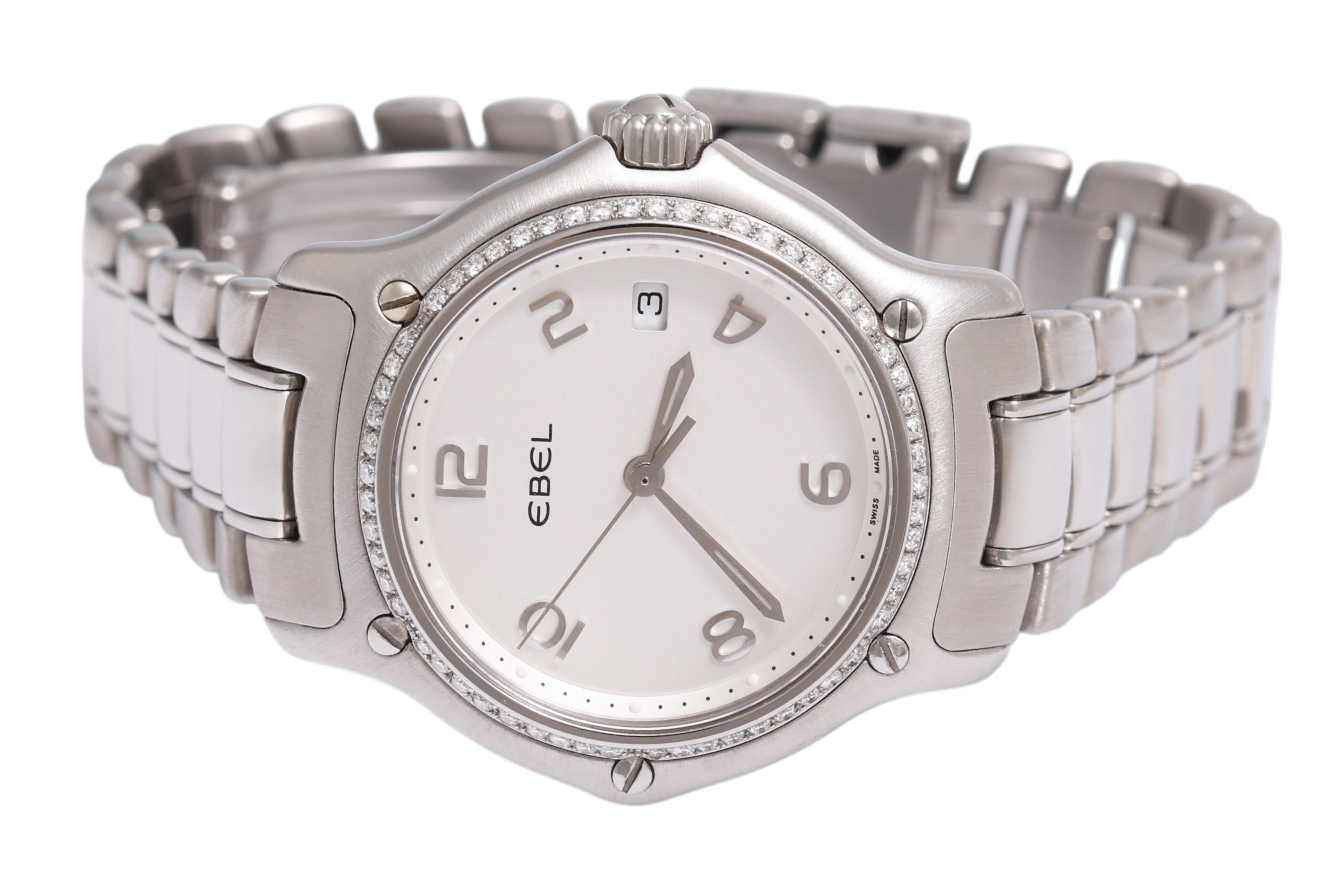 Ebel 911 Lady Armbanduhr in Edelstahl & Diamant-Lünette im Angebot 3