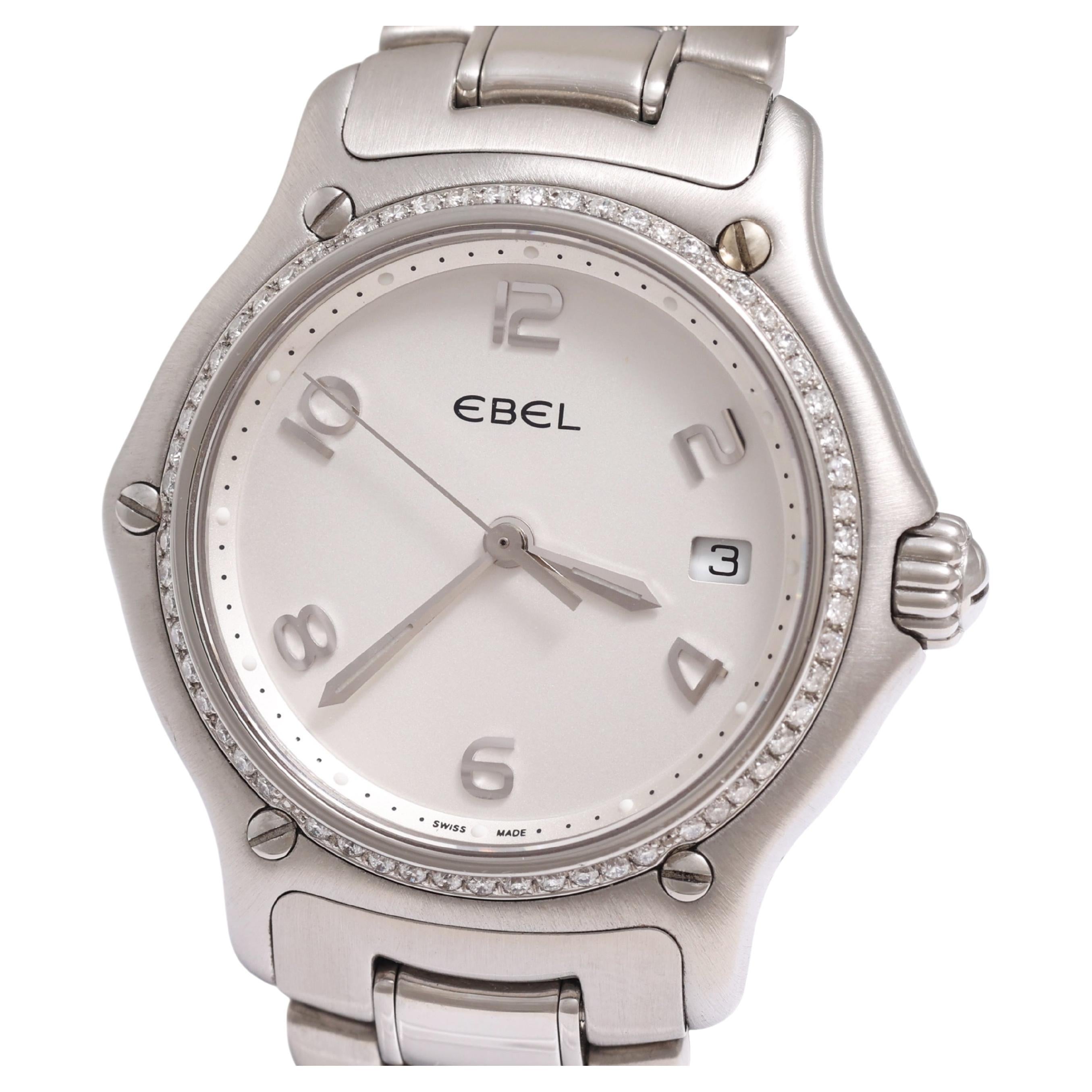 Ebel 911 Lady Armbanduhr in Edelstahl & Diamant-Lünette im Angebot