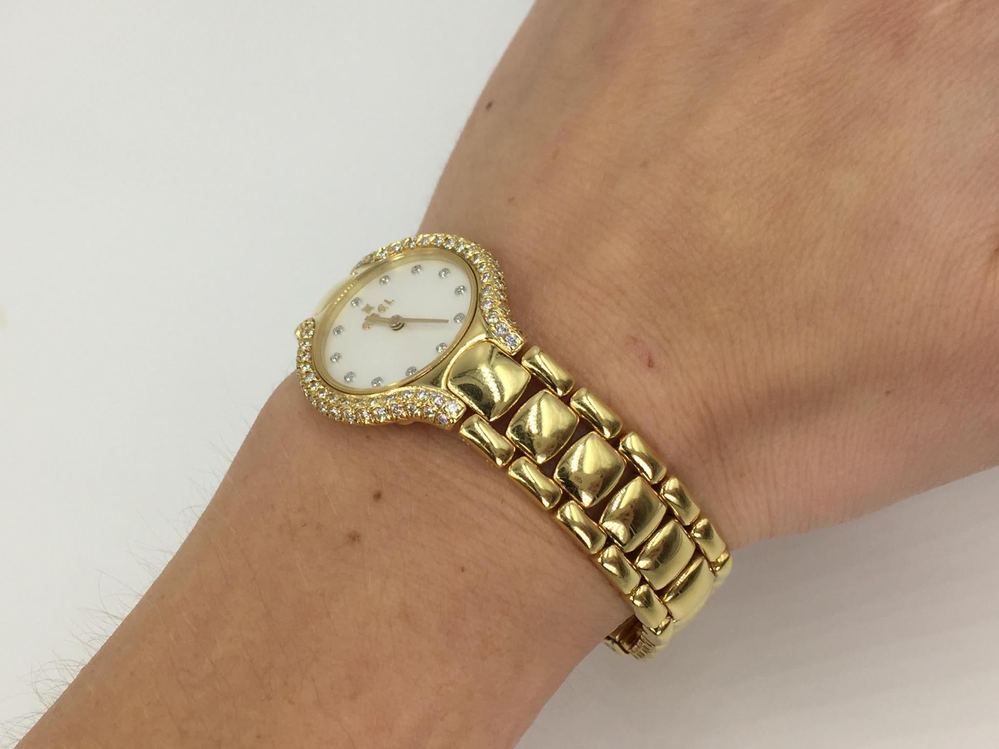 Ebel Beluga Montre à quartz en or jaune 18 carats avec lunette en diamants 3