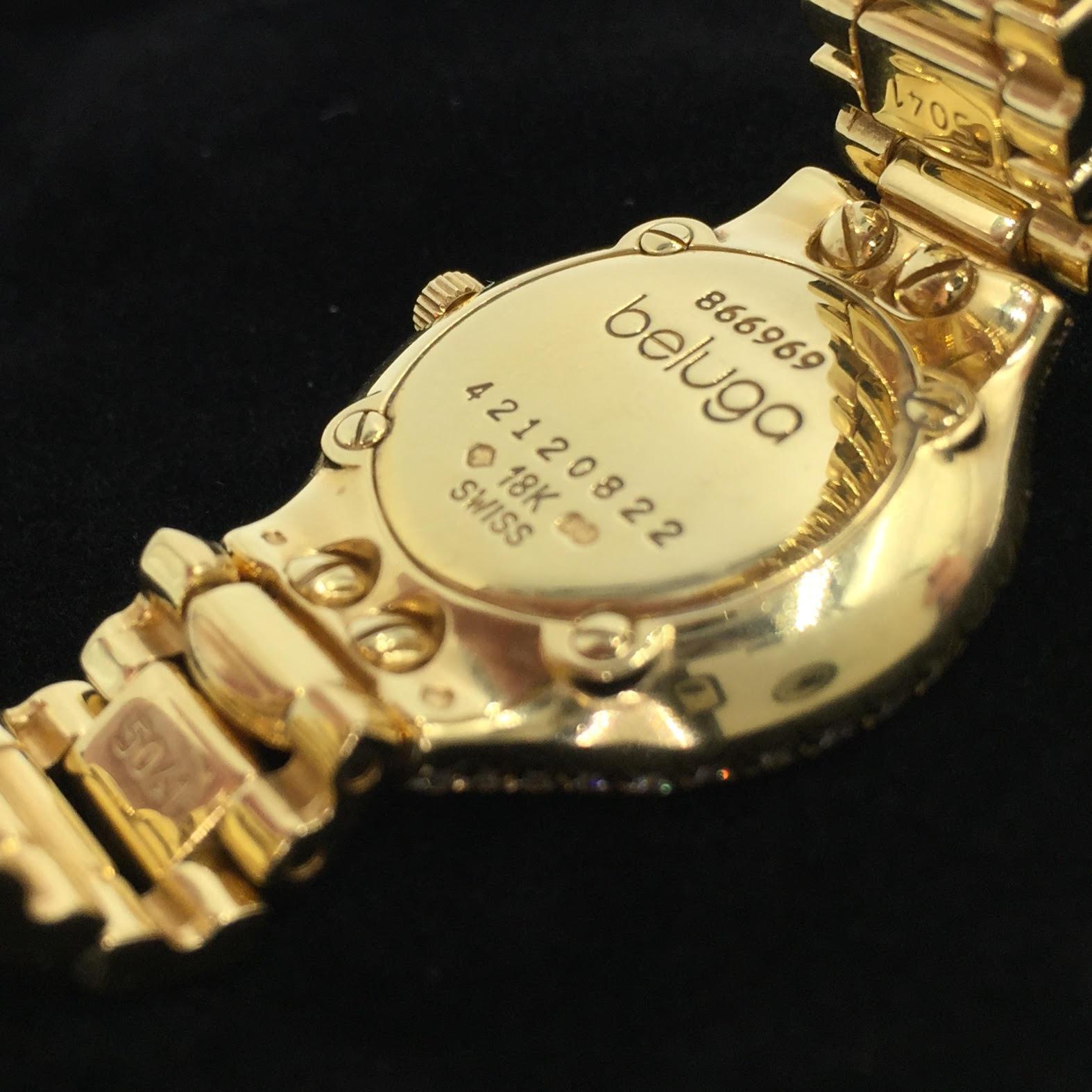 Taille ronde Ebel Beluga Montre à quartz en or jaune 18 carats avec lunette en diamants