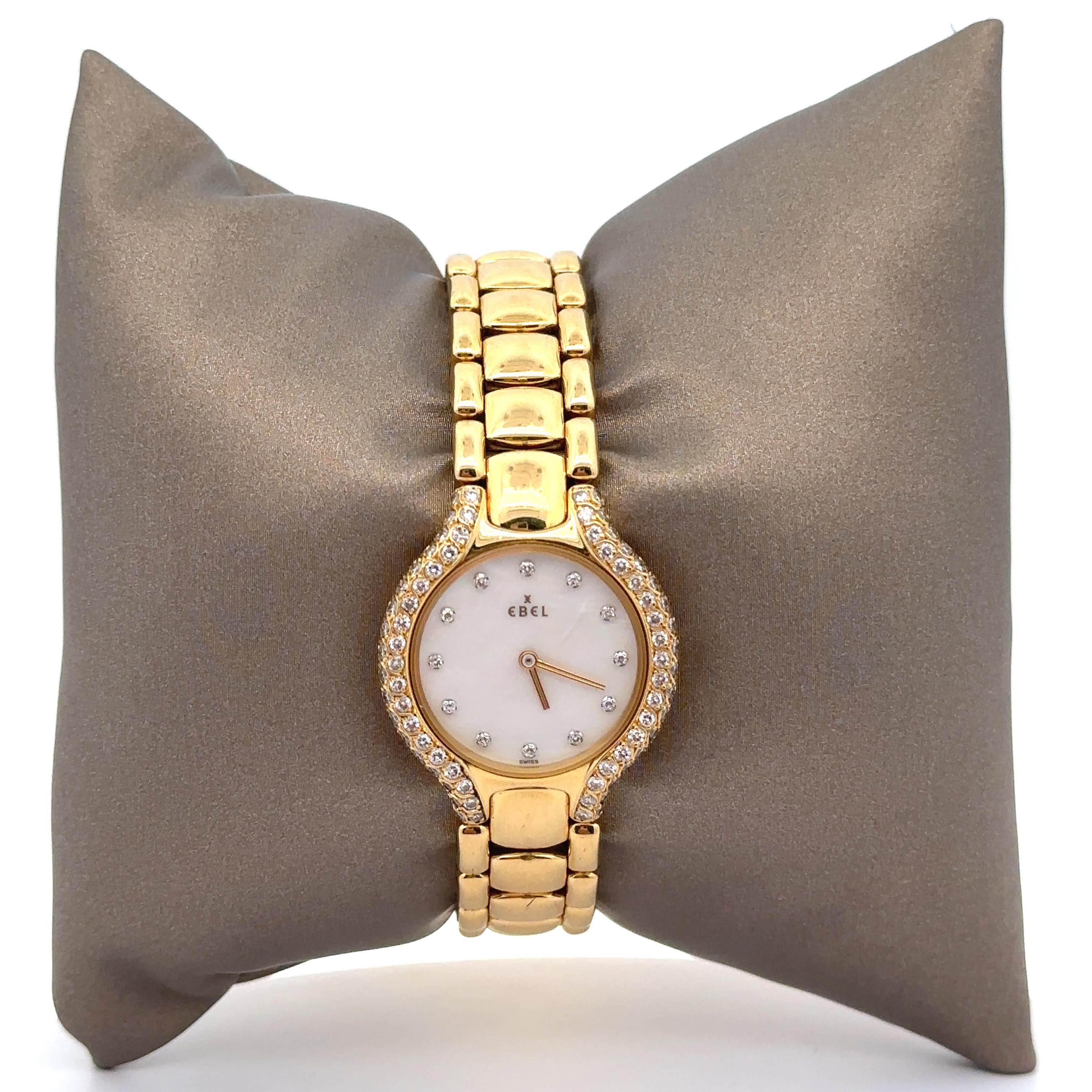 Ebel Beluga 18k Gold 24mm Mother of Pearl Diamond Watch Bracelet Ref. 866969 For Sale 5