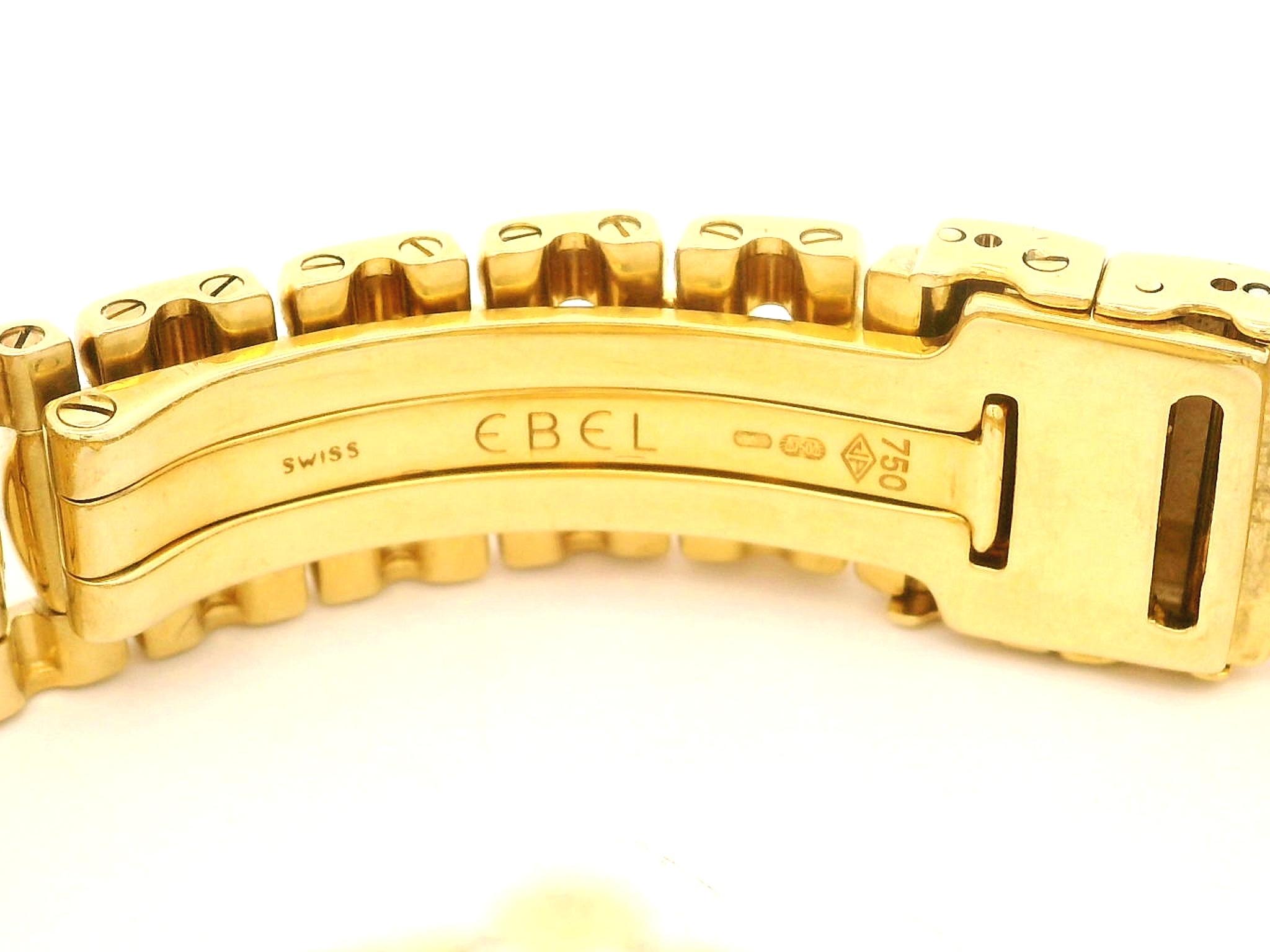 Ebel Beluga 18k Gold 24mm Mother of Pearl Diamond Watch Bracelet Ref. 866969 For Sale 6