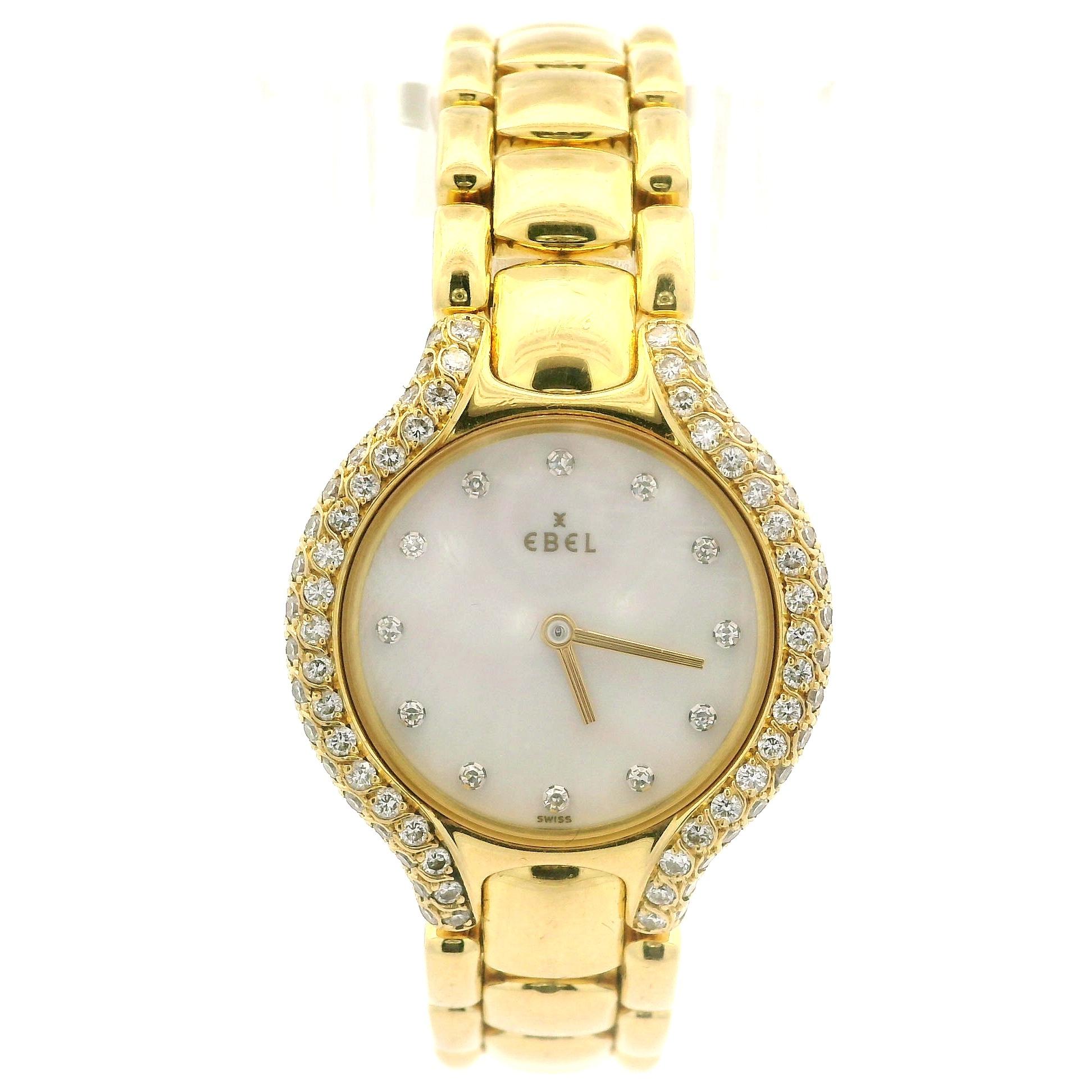 --Bezel Stones:--
(74) Natural Genuine Diamonds - Round Brilliant Cut - Pavé Set - E/F Color - VS1/VS2 Clarity - 1.11ctw (approx.)

Watchmaker: Ebel
Model: Beluga
Movement: Quartz - Battery Powered - Swiss Made
Case Material: Solid 18k Yellow