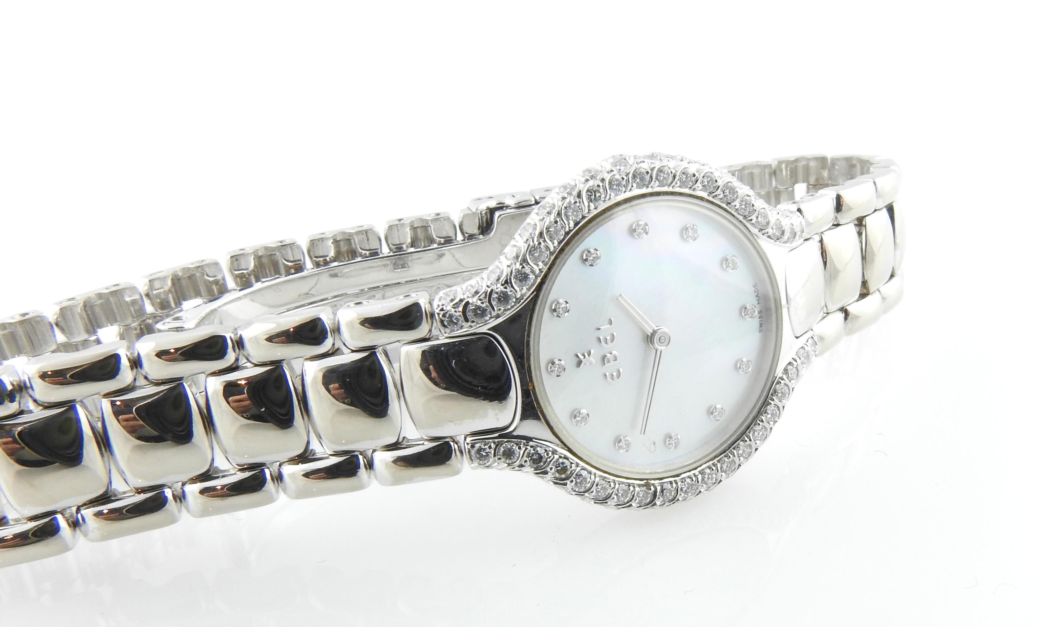 Women's or Men's Ebel Beluga 18K White Gold Diamond Mother of Pearl Ladies Watch