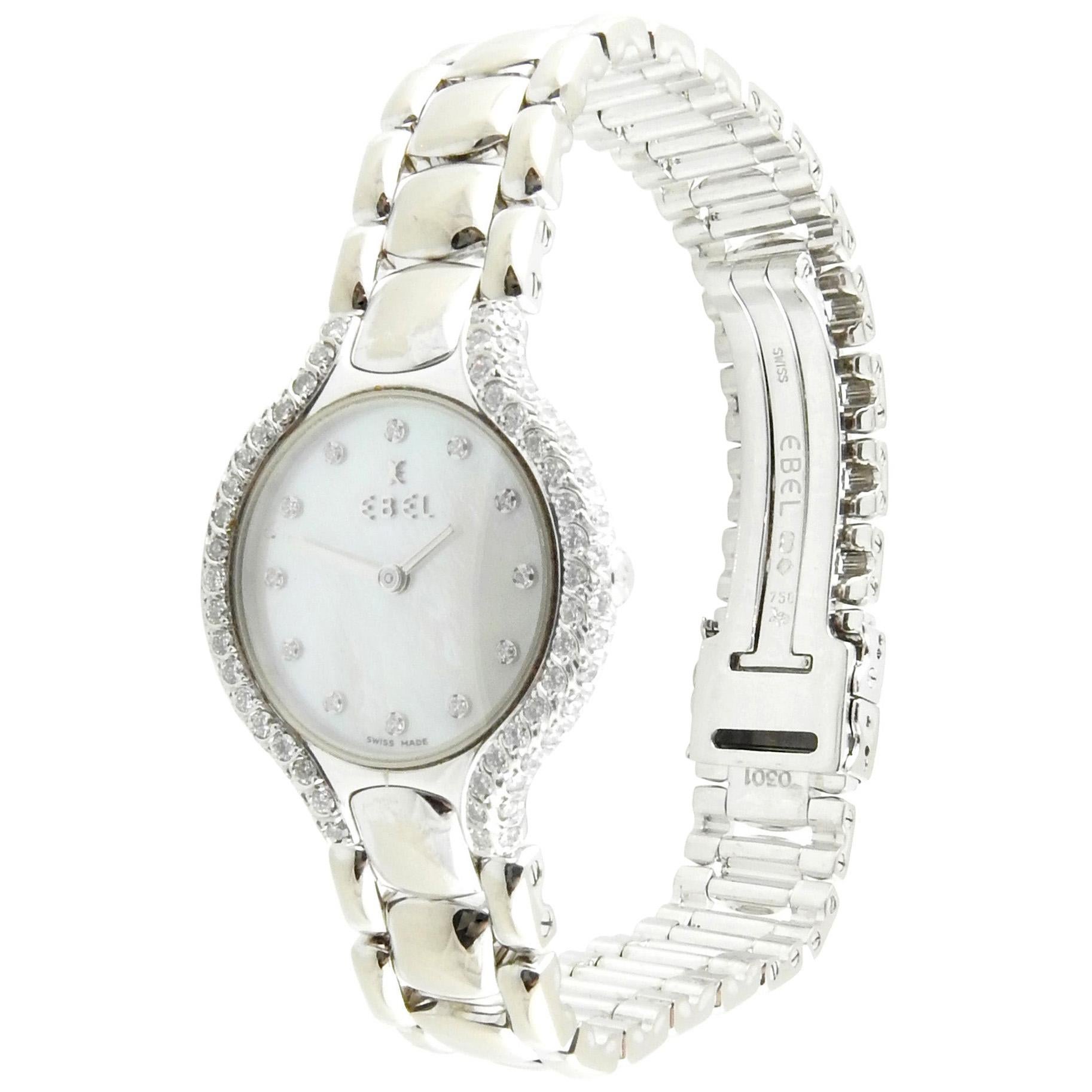 Ebel Beluga 18K White Gold Diamond Mother of Pearl Ladies Watch