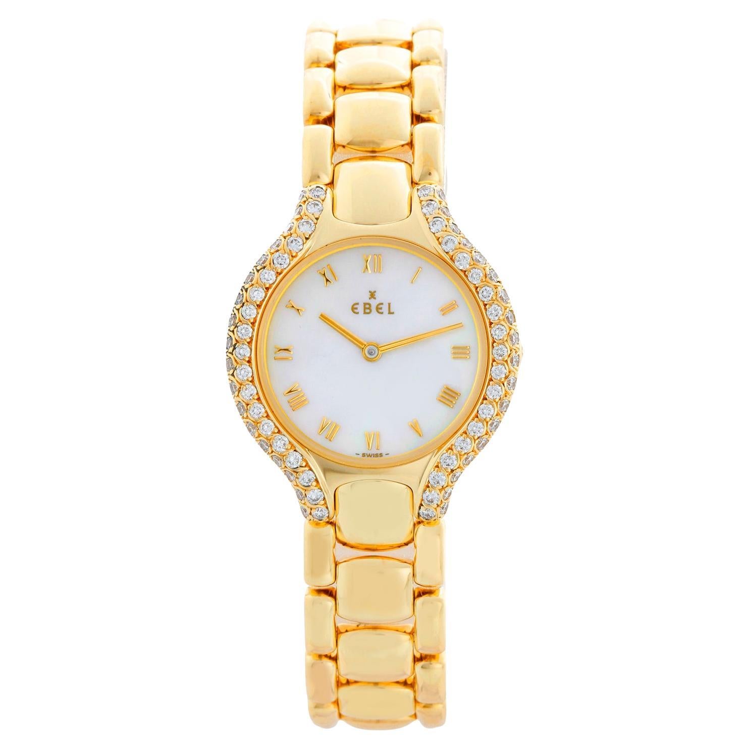 Ebel Beluga Or jaune 18k 24 mm Montre à quartz pour dames 866969