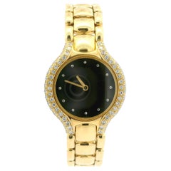 Ebel Beluga 18k Yellow Gold 24mm Black Dial Diamond Watch Bracelet Ref. 866969