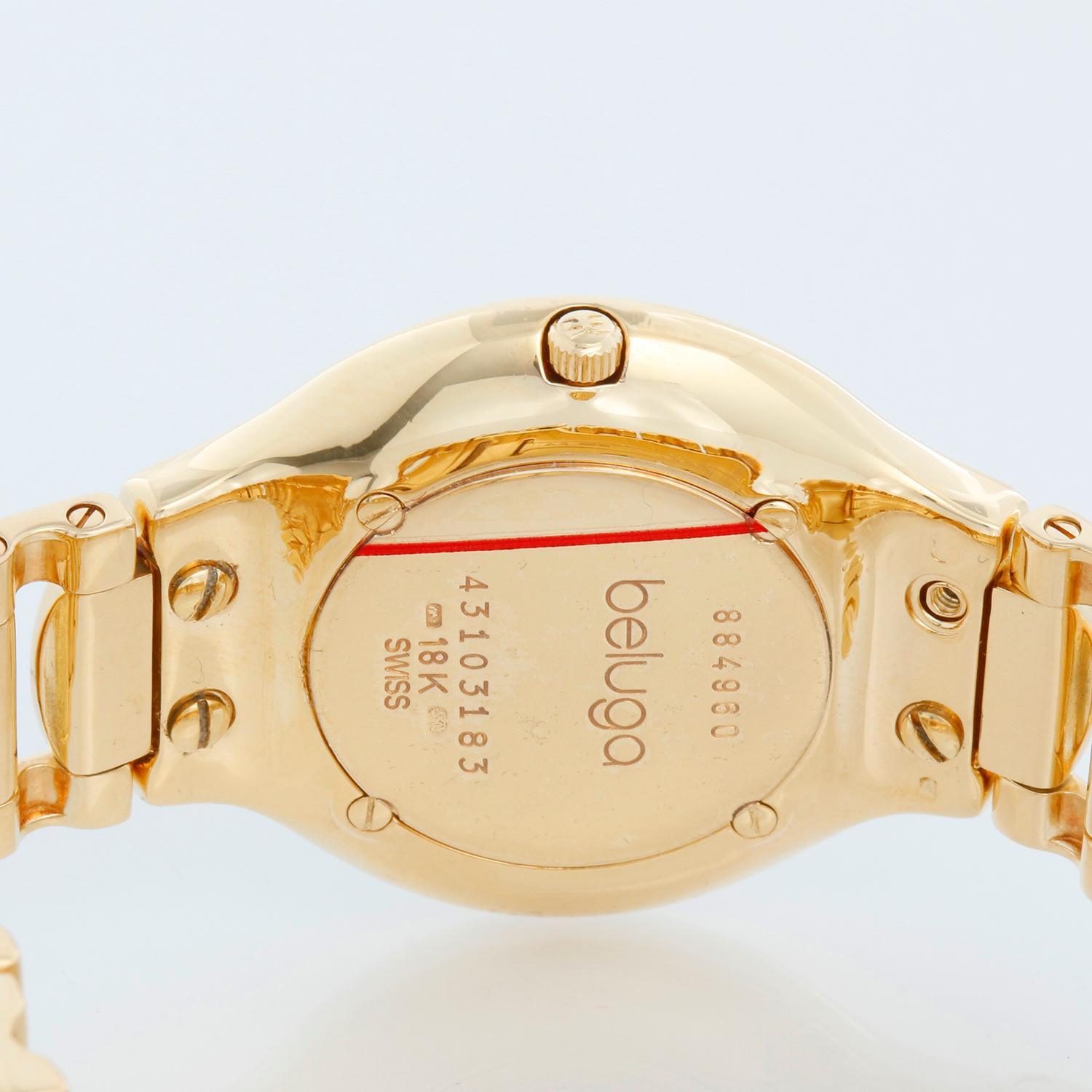 Ebel Beluga 18k Yellow Gold Men's/Ladies 32mm Midsize Quartz Watch 884960 In Excellent Condition For Sale In Dallas, TX