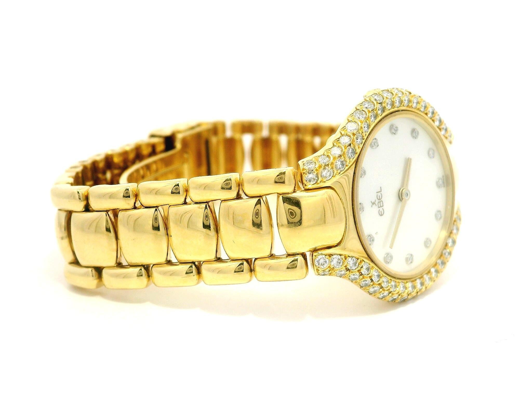 Taglio rotondo Ebel Beluga Orologio da polso in oro giallo 18k Madreperla Quadrante con diamanti 42110987 in vendita