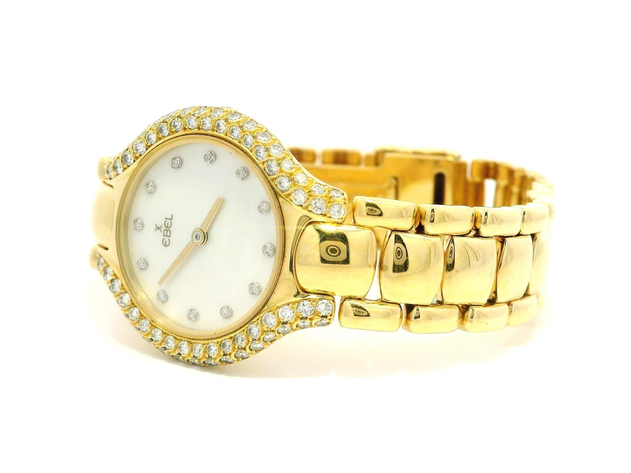 Ebel Beluga Orologio da polso in oro giallo 18k Madreperla Quadrante con diamanti 42110987 In condizioni ottime in vendita a Montclair, NJ