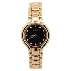 Montre Ebel Beluga 24,5 mm en or 18 carats cadran noir à diamants