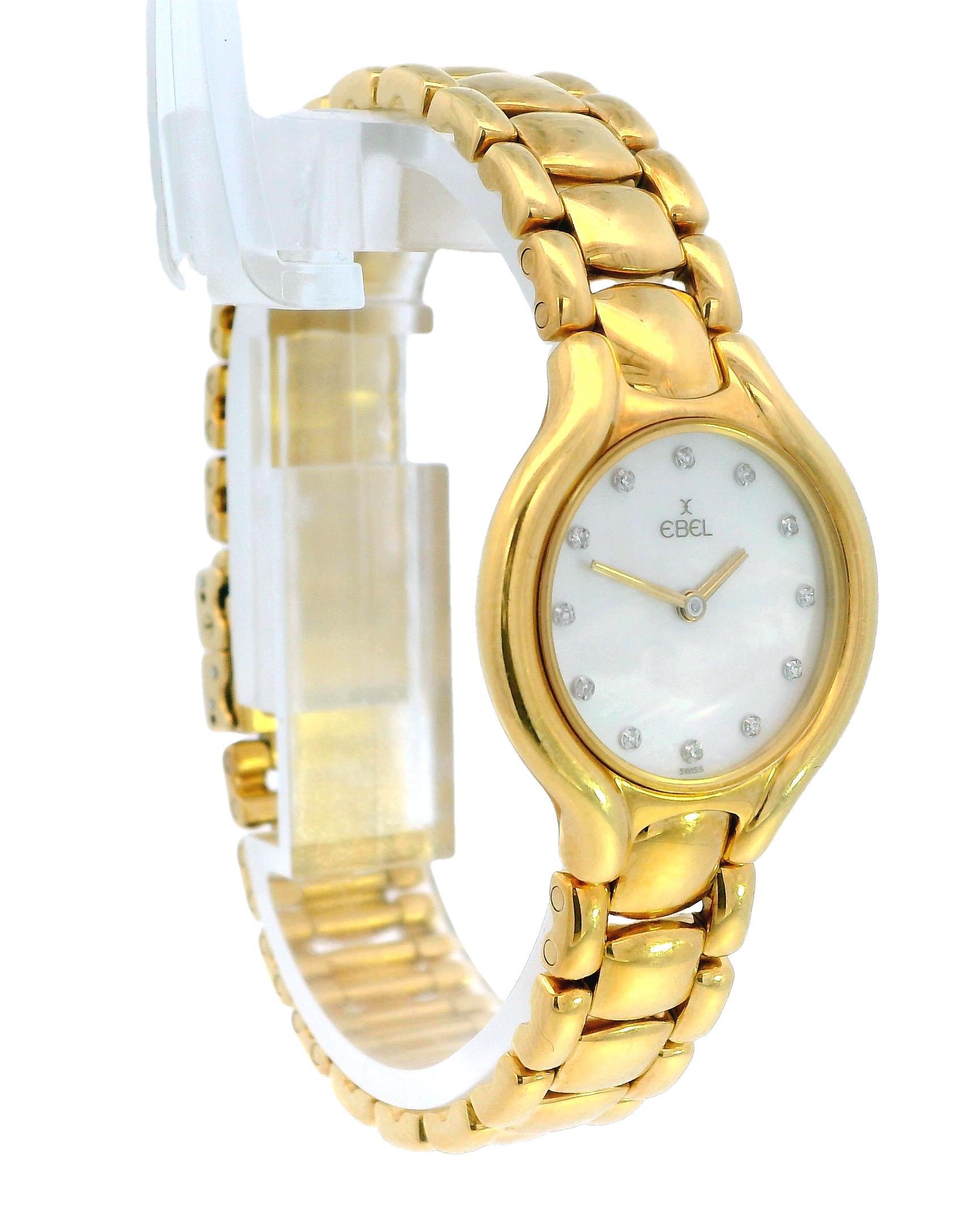 Ebel Beluga 866960 18k MOP Diamond Dial Small In Excellent Condition For Sale In Great Neck Plaza, NY