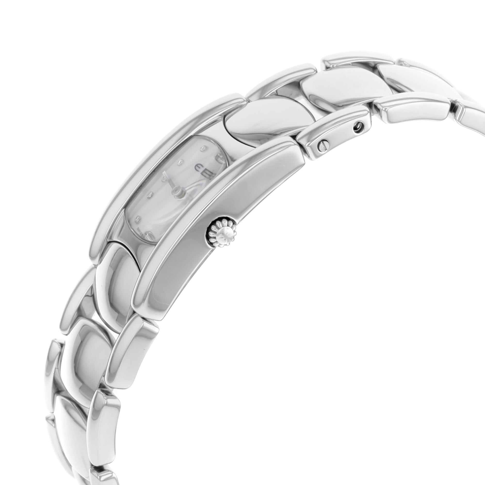 Ebel Beluga Manchette White Dial Stainless Steel Quartz Ladies Watch 9057A21 In Good Condition In New York, NY