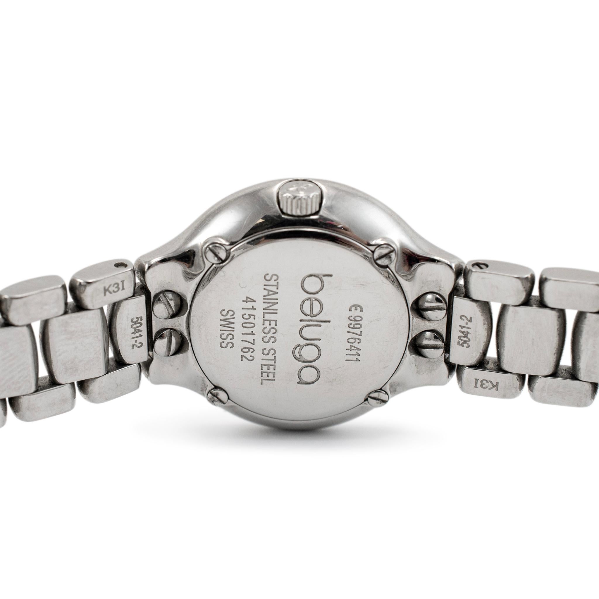 Ebel Beluga Damenuhr aus Edelstahl, Mini 24MM E9976411 Blauer Mop Diamant im Zustand „Hervorragend“ in Houston, TX