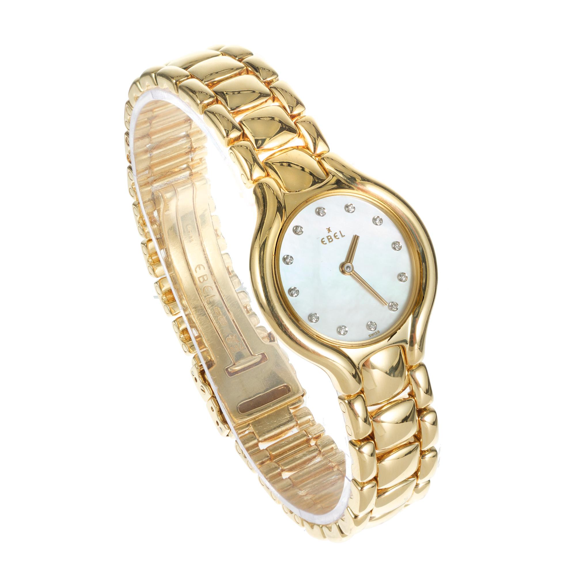 Ebel Beluga Yellow Gold Ladies Wristwatch In Good Condition In Stamford, CT