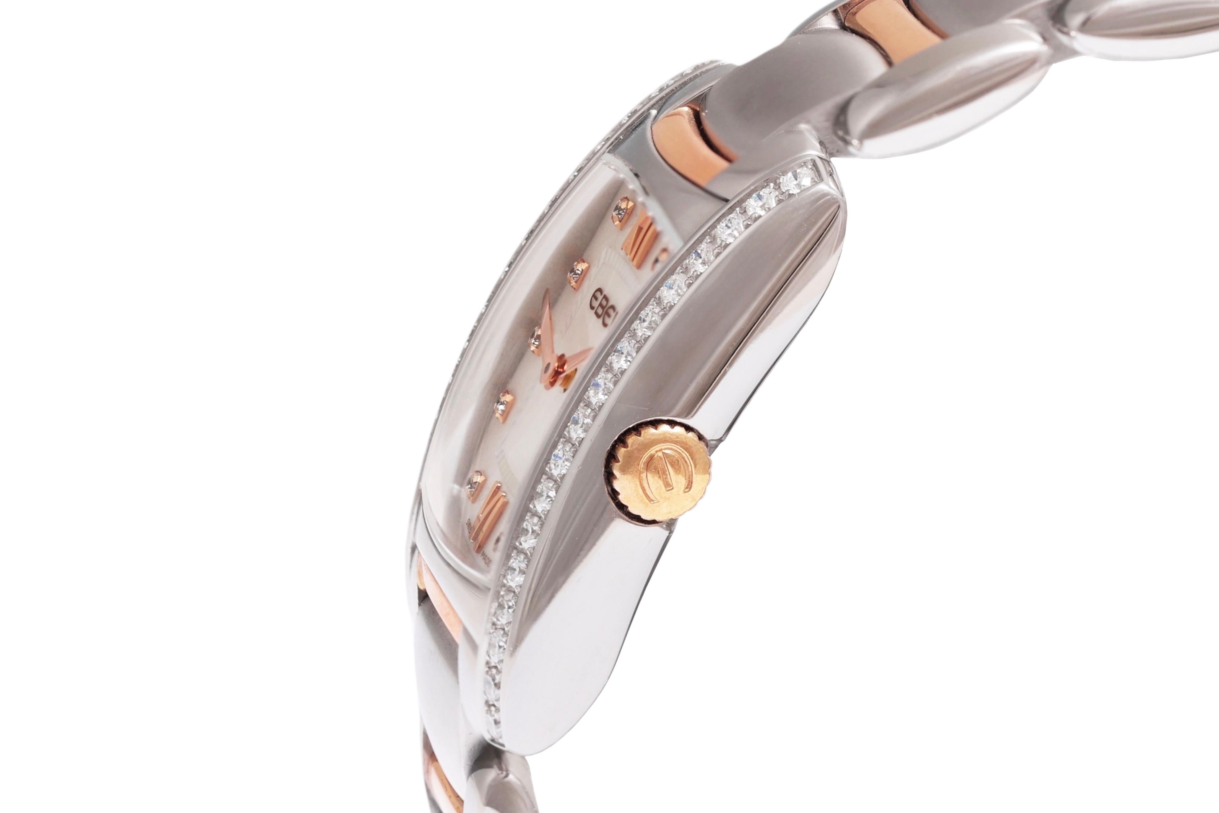 Moderno Ebel Brasilia 1976 Orologio da polso in oro rosa e acciaio inossidabile con diamanti in vendita