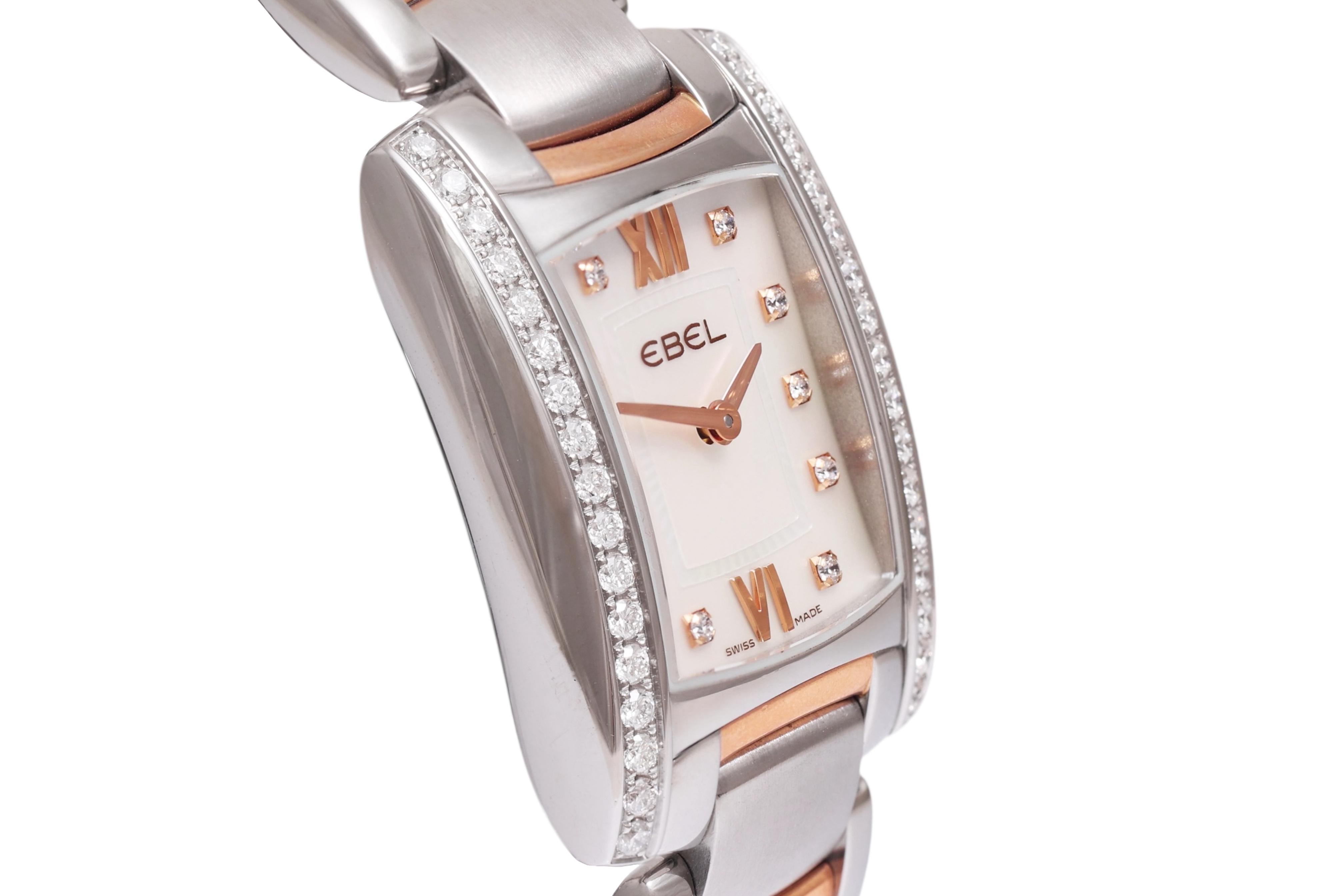 Ebel Brasilia 1976 Orologio da polso in oro rosa e acciaio inossidabile con diamanti In condizioni ottime in vendita a Antwerp, BE