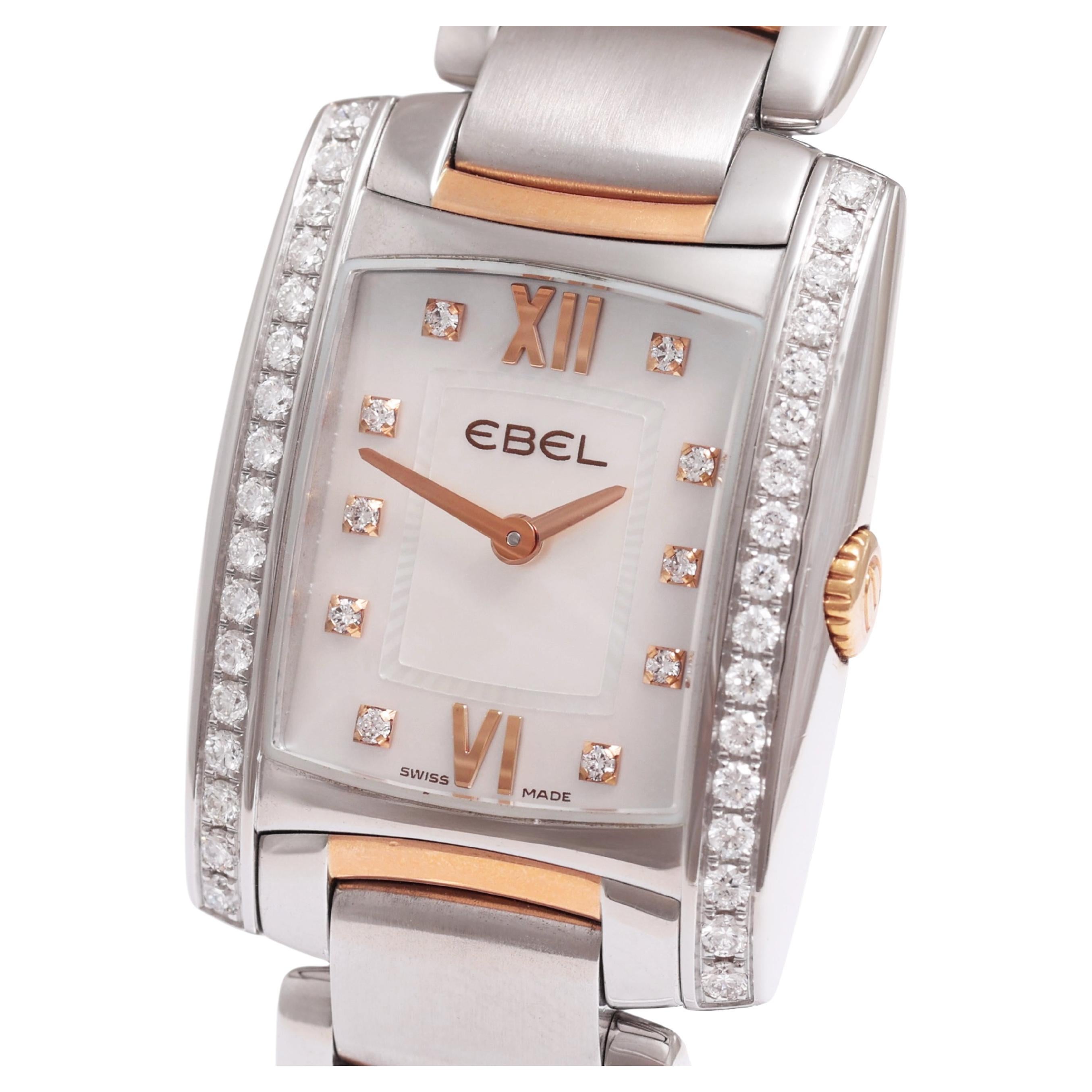 Ebel Brasilia 1976 Orologio da polso in oro rosa e acciaio inossidabile con diamanti in vendita