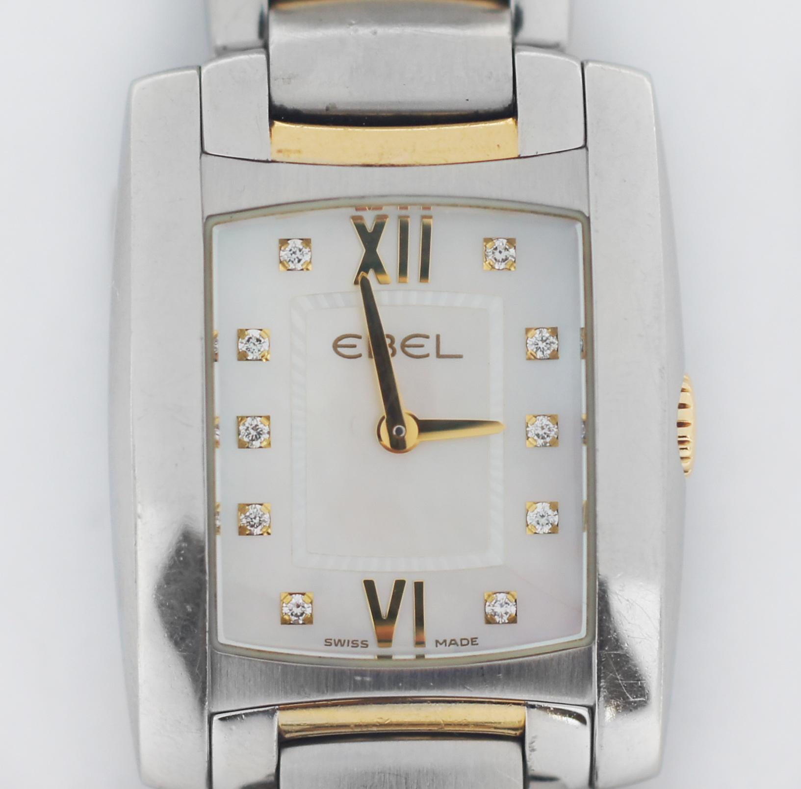 Round Cut Ebel Brasilia Diamond MOP Two Tone Watch For Sale
