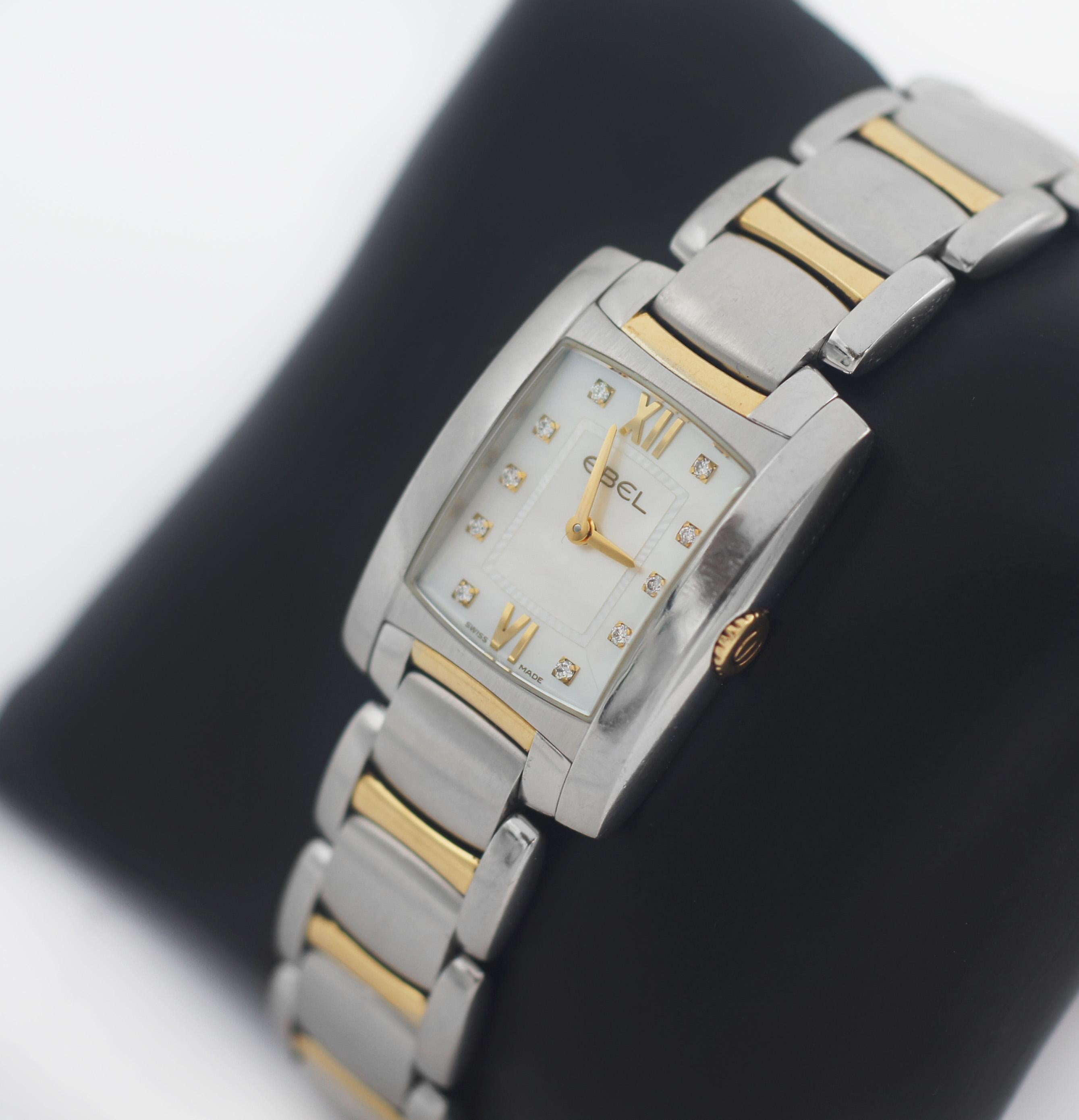 Women's or Men's Ebel Brasilia Diamond MOP Two Tone Watch For Sale