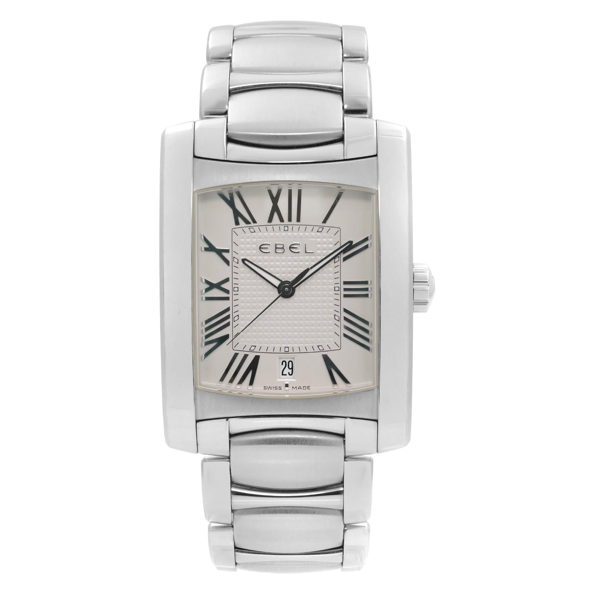 Ebel Brasilia Stainless Steel White Roman Numeral Dial Quartz Men Watch E9255M41 For Sale