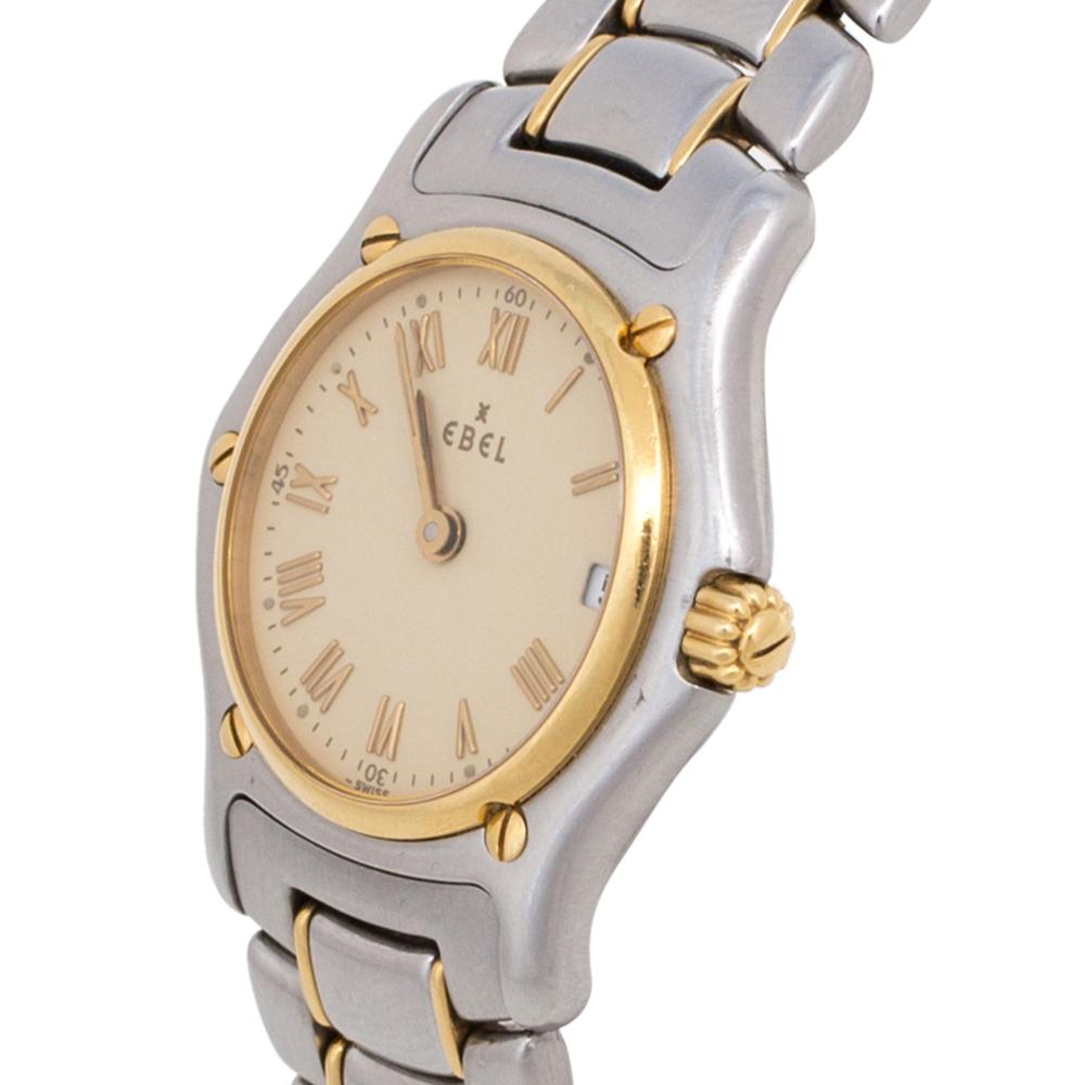 Ebel Champagne 18k Yellow Gold Stainless Steel Classic Women's Wristwatch 26 mm 1