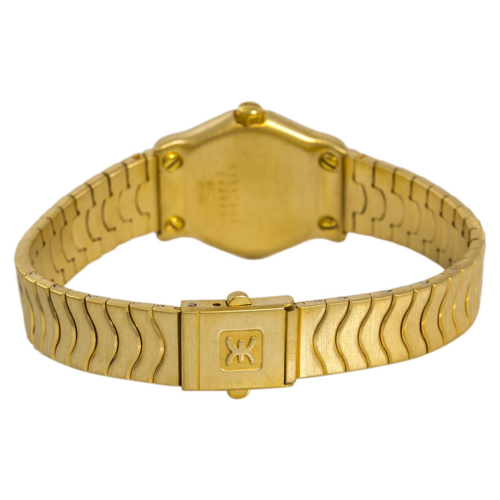 Contemporary Ebel Classic Sport Wave Women's 18 Karat Yellow Gold Quartz Watch Diamond Bezel