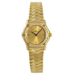 Ebel Classic Sport Wave - Montre à quartz en or jaune 18 carats avec lunette en diamant pour femme