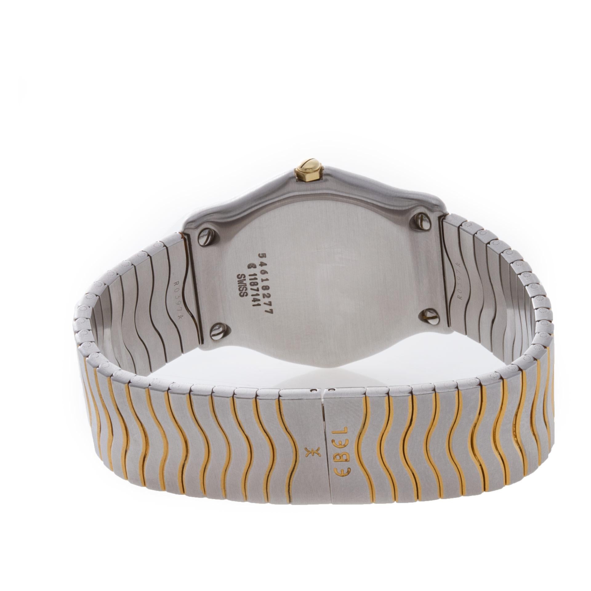 Ebel Classic Wave 1187141 Watch 18k Yellow Gold & Stainless Steel Case In Excellent Condition In Surfside, FL
