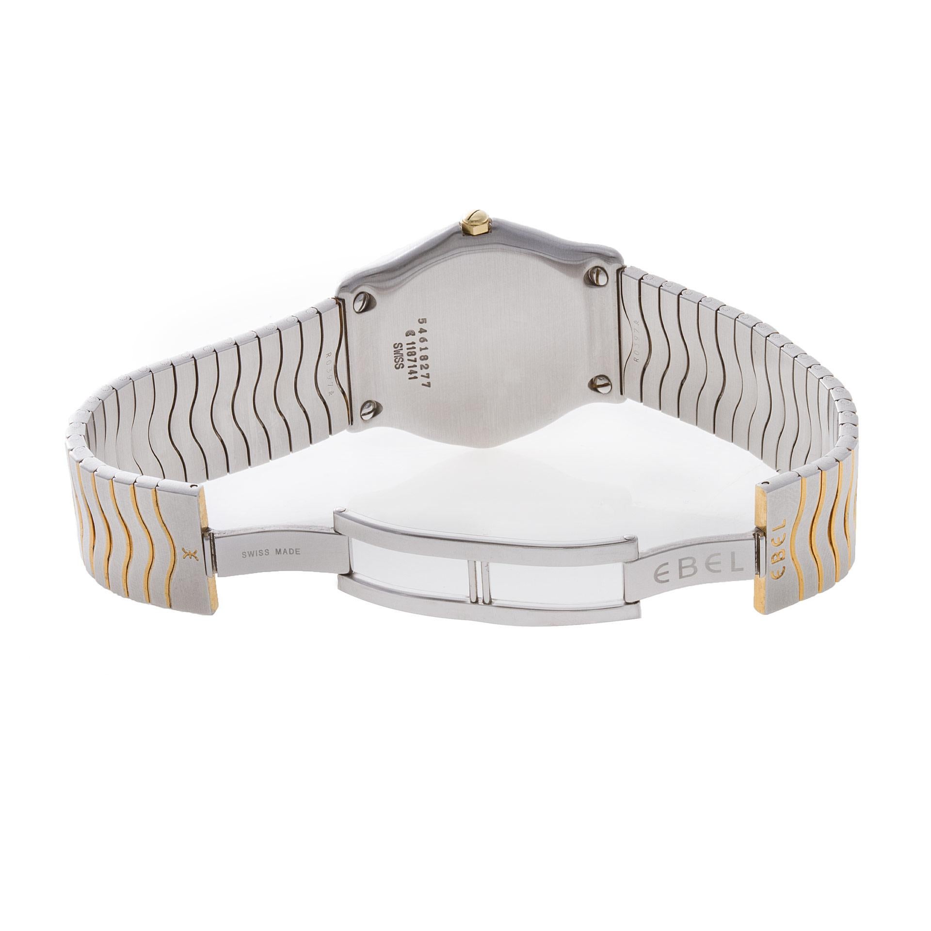 Men's Ebel Classic Wave 1187141 Watch 18k Yellow Gold & Stainless Steel Case