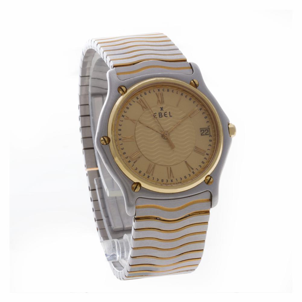 Modern Ebel Classic Wave 1187f41 18 Karat and Steel Quartz Watch For Sale