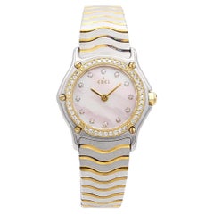 Ebel Classic Wave 18k Gold Stainless Steel MOP Dial Diamond Bezel Watch 057902