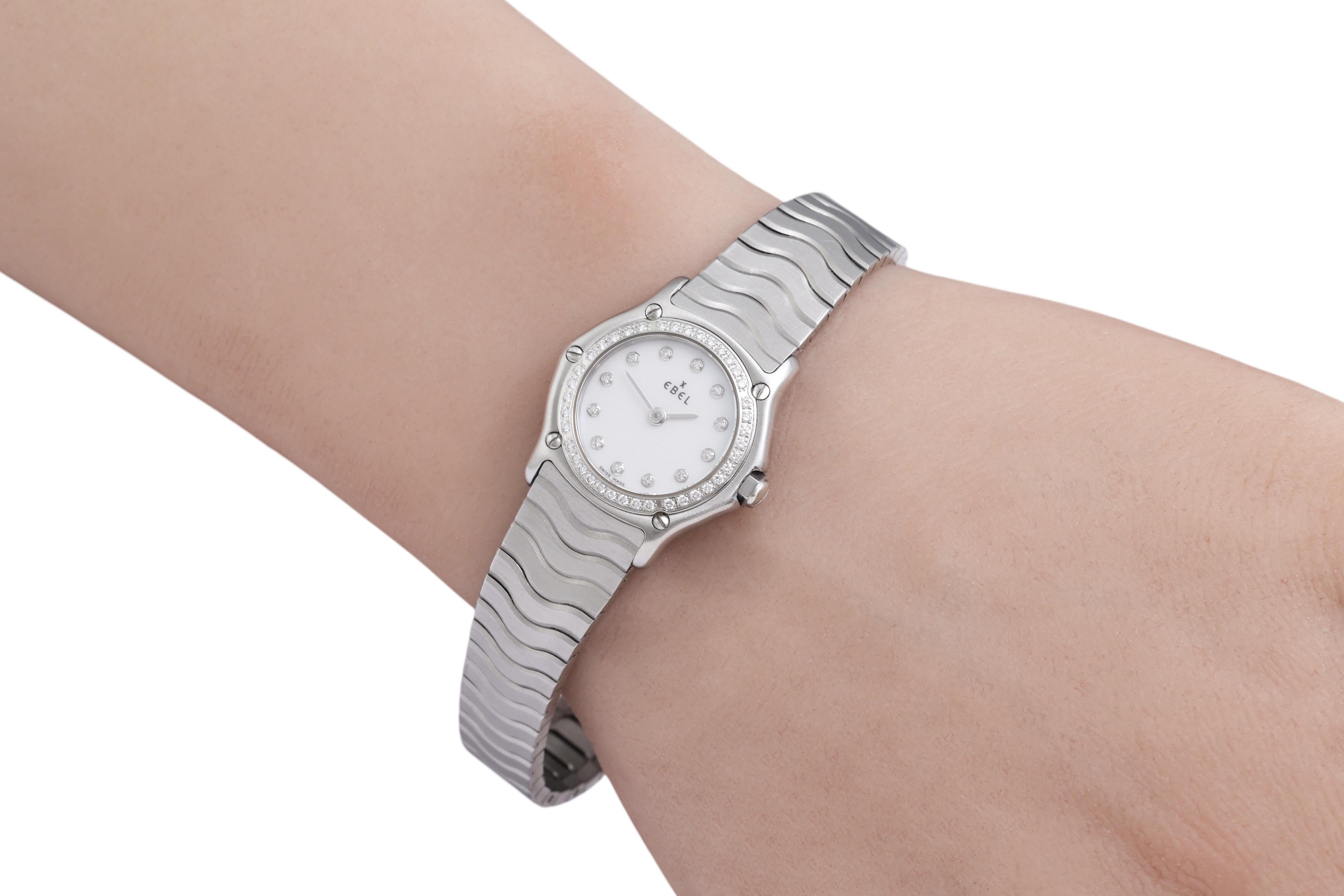 Ebel Classic Wave Diamond Wrist Watch, MOP Dial & Diamond Bezel For Sale 8