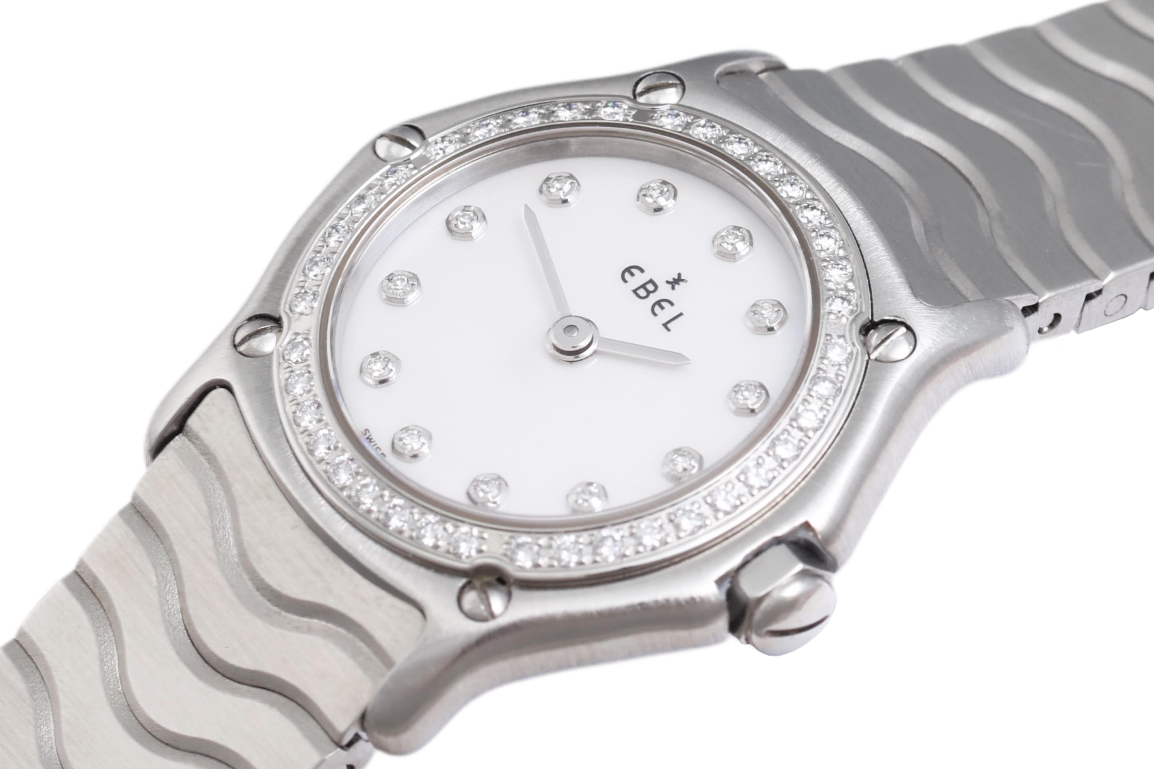Artisan Ebel Classic Wave Diamond Wrist Watch, MOP Dial & Diamond Bezel For Sale