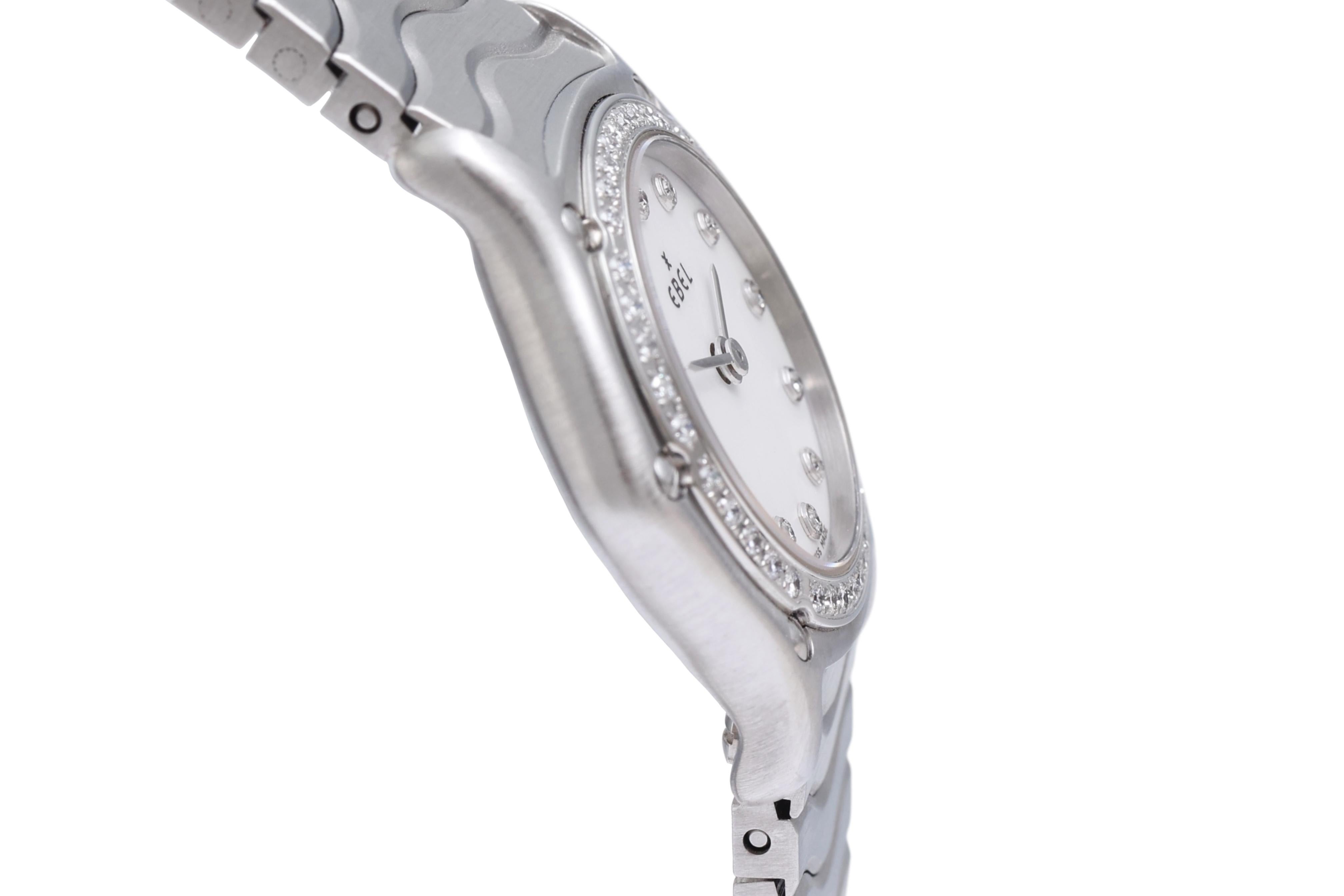 Ebel Classic Wave Diamond Wrist Watch, MOP Dial & Diamond Bezel For Sale 1