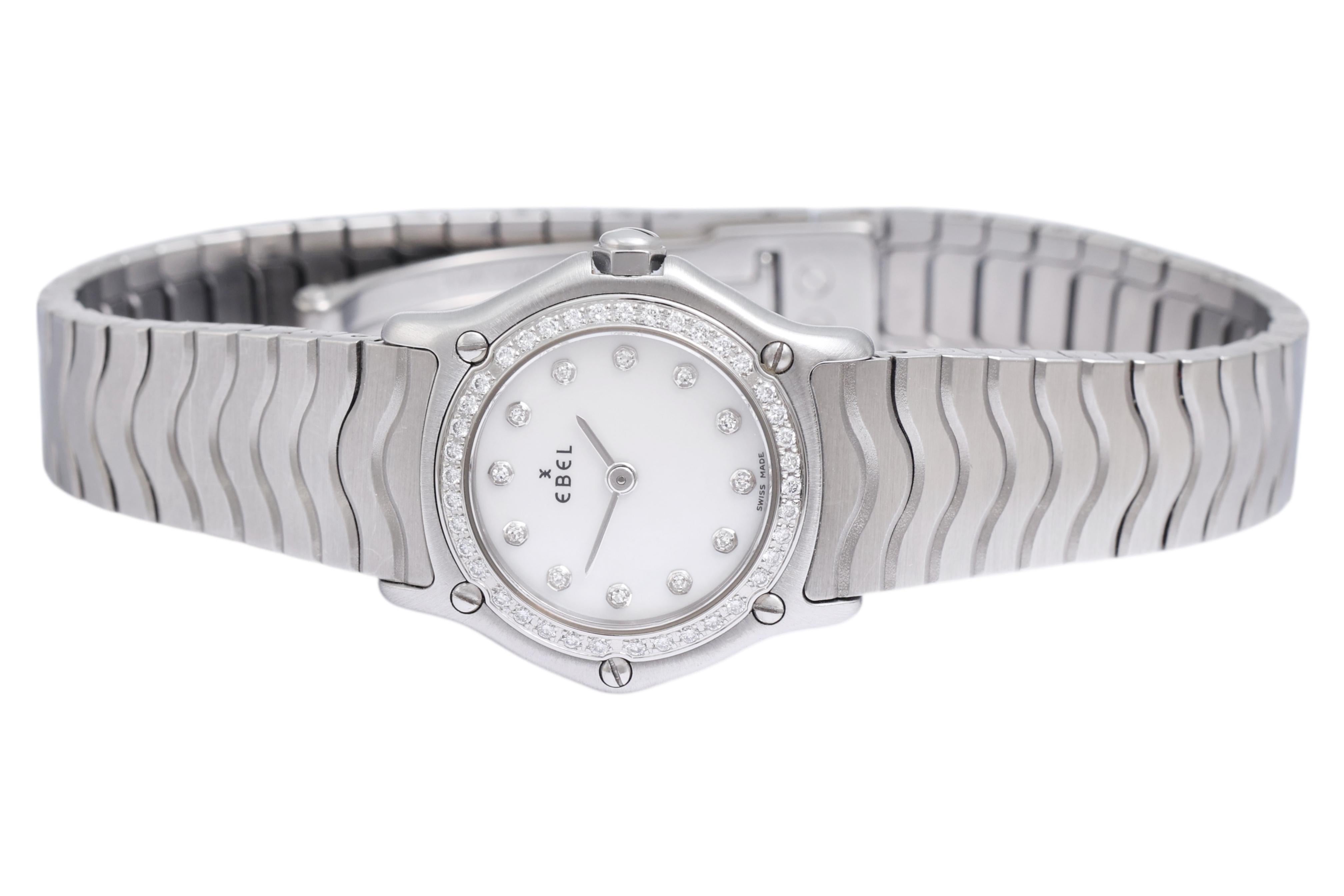 Ebel Classic Wave Diamond Wrist Watch, MOP Dial & Diamond Bezel For Sale 3