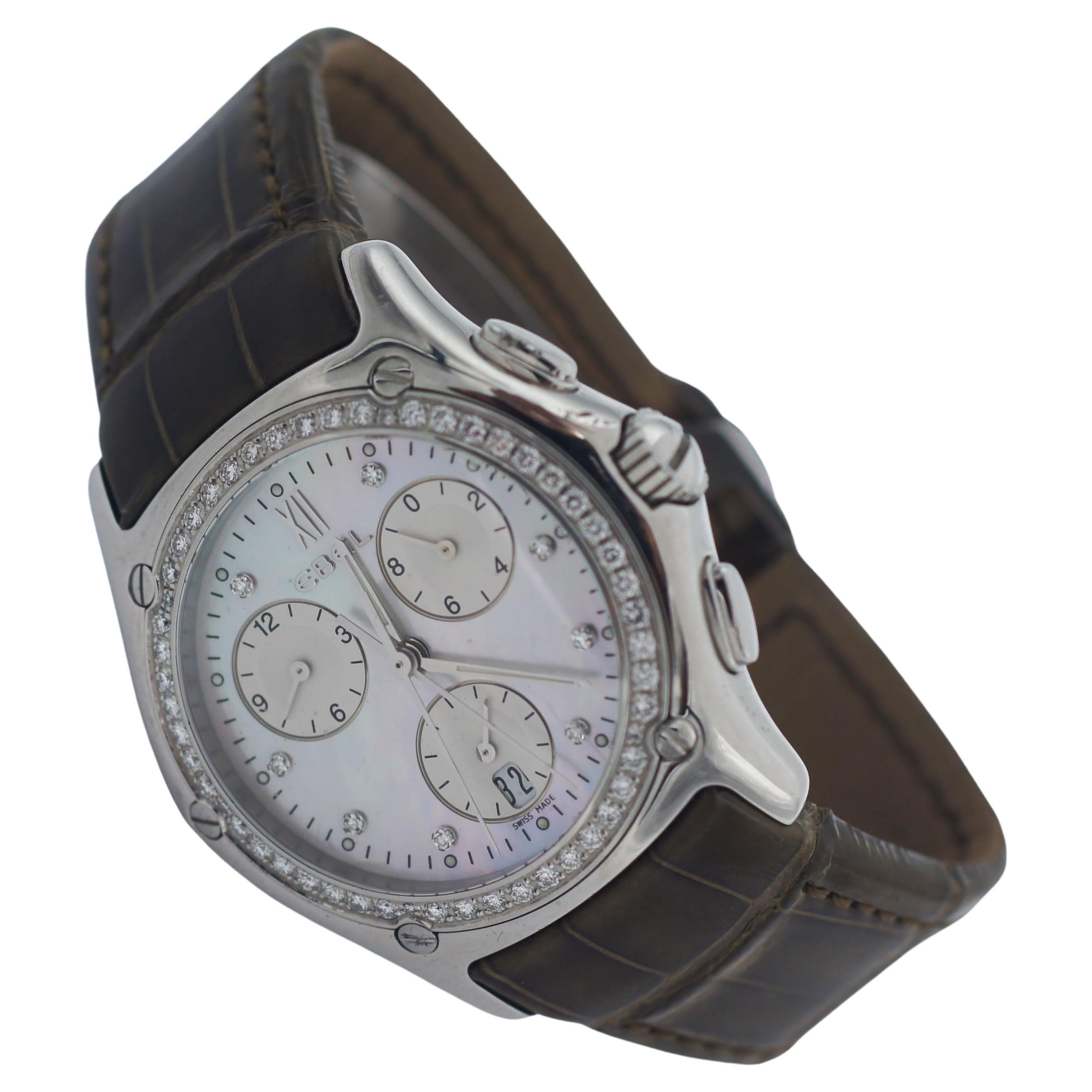 EBEL Classic Wave E9251F45 Diamond Bezel MOP Watch For Sale