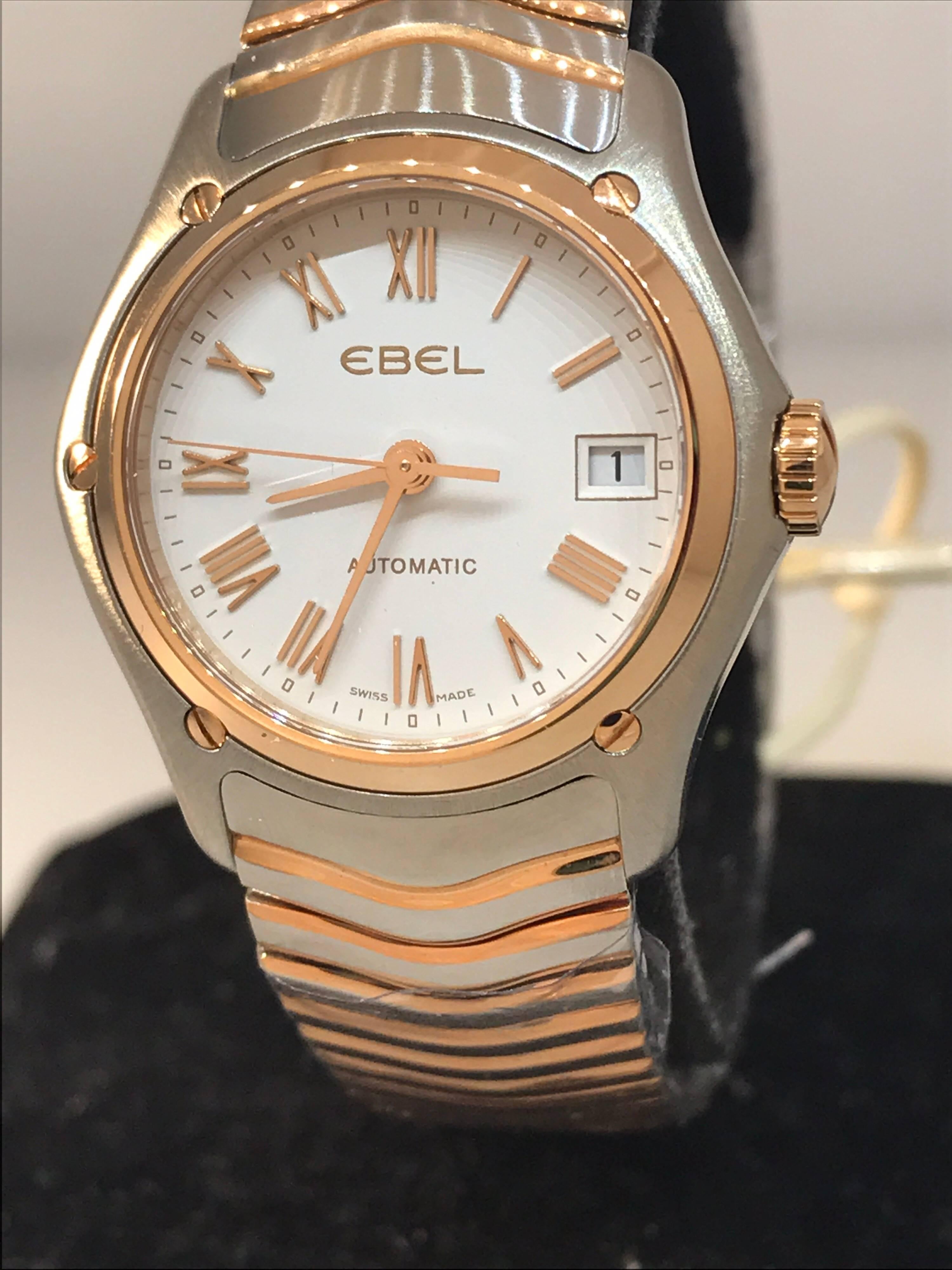 Women's Ebel Classic Wave Gold and Stainless Steel Automatic Ladies Watch 1215926 New For Sale