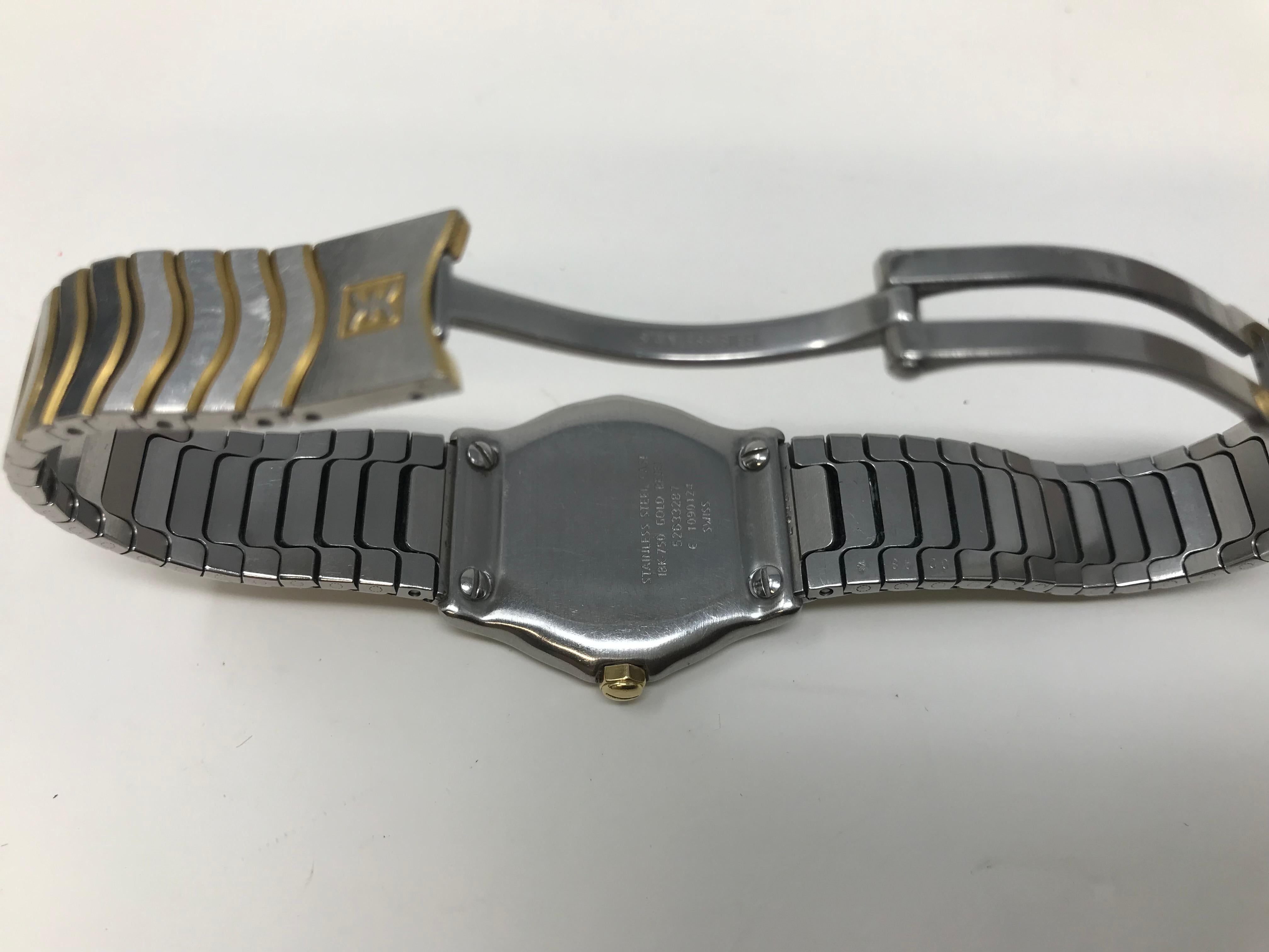 Donna Ebel Classic Wave Orologio da donna in acciaio, oro 18k e diamanti in vendita