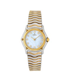 Ebel Classic Wave Mother of Pearl Diamond Dial 18 Karat Gold/Steel Watch 1157111